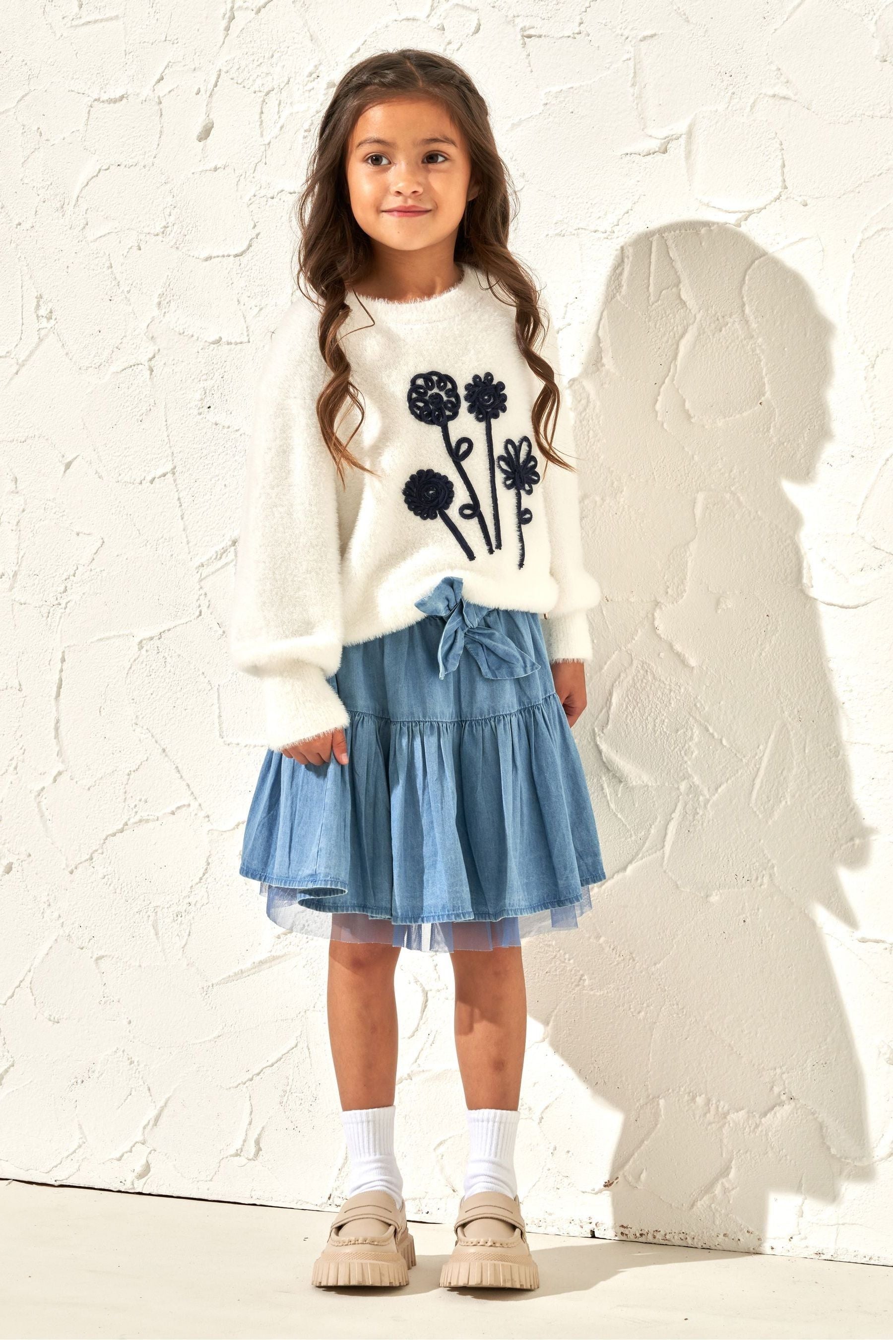 Angel & Rocket White Cornellie Flower Gabbi Jumper