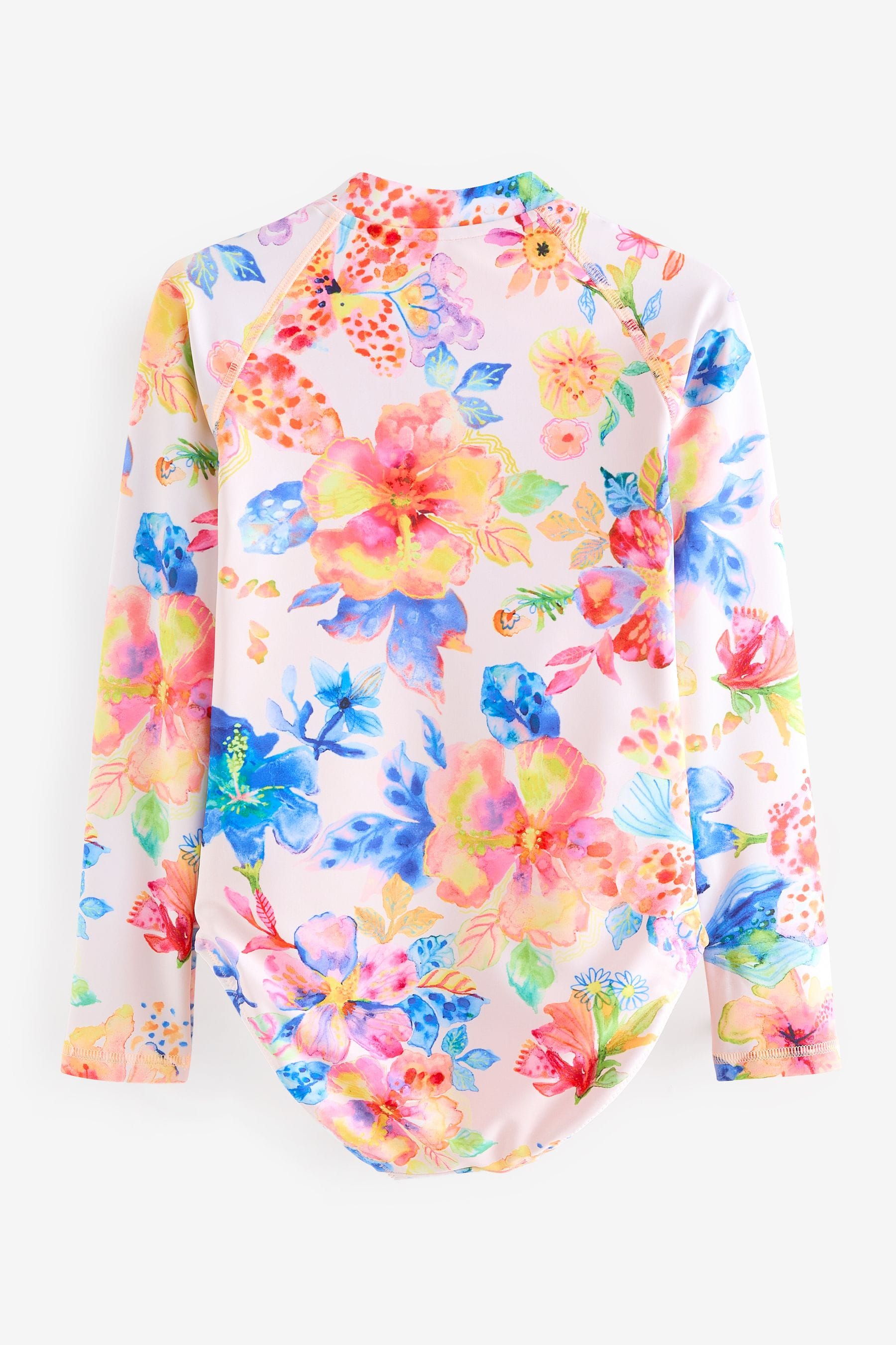 White Floral Long Sleeved Swimsuit (3-16yrs)