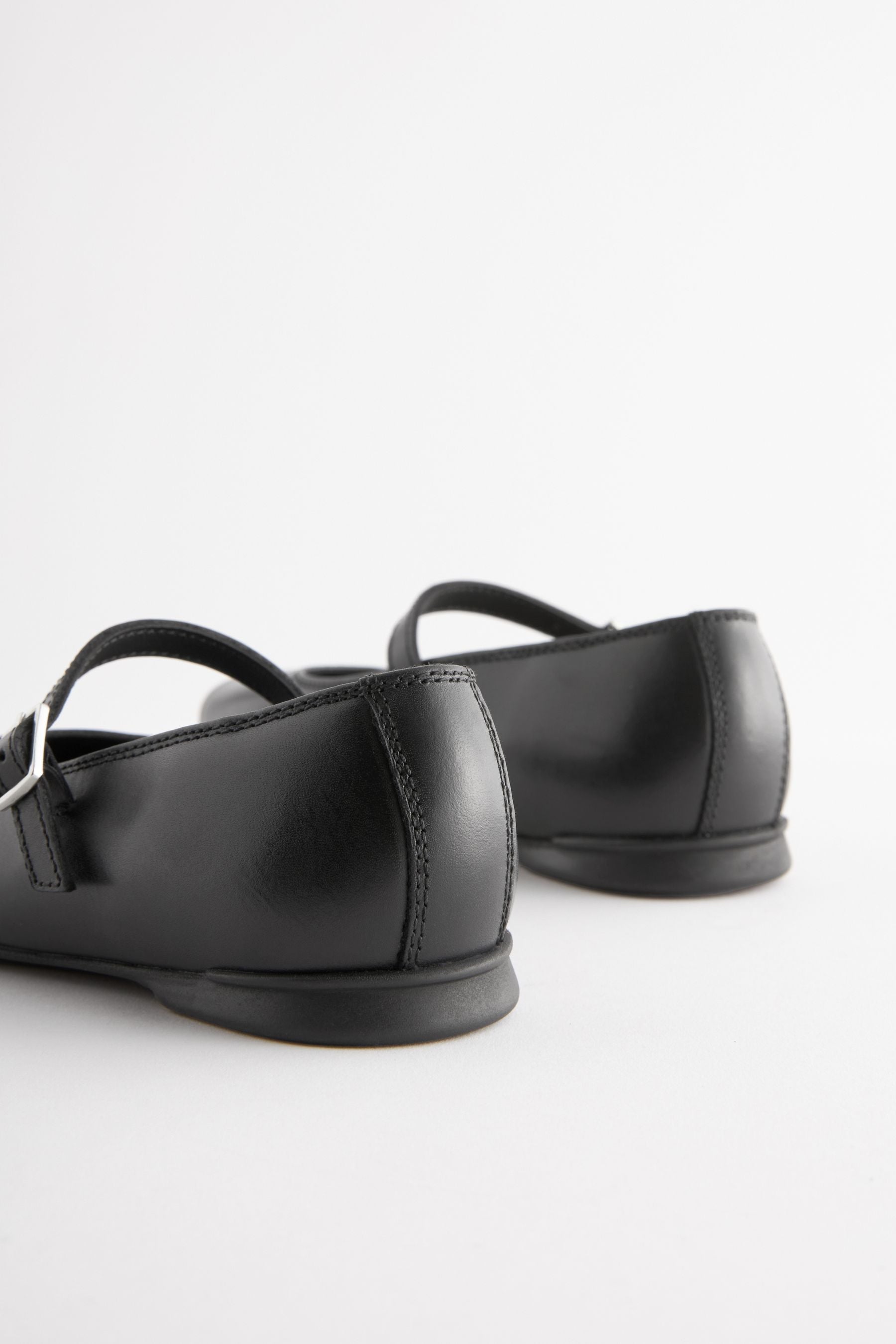 Matt Black Narrow Fit (E) Leather Mary Jane School Shoes