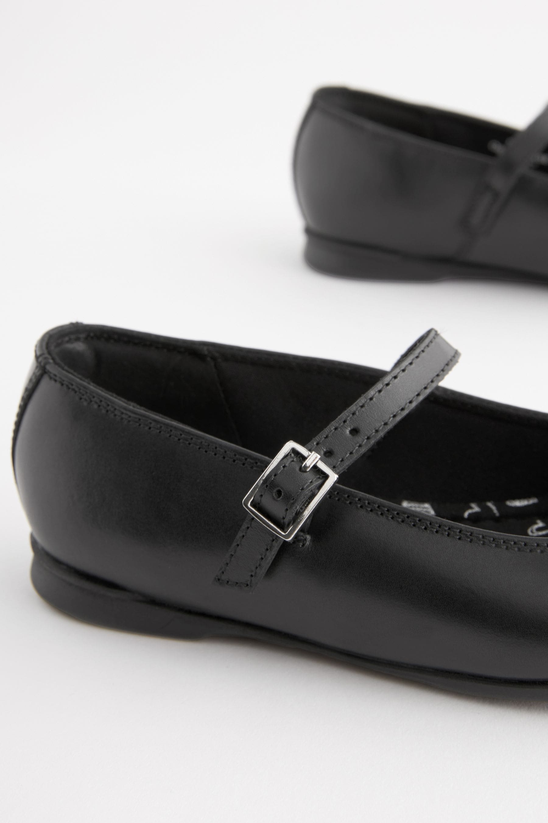 Matt Black Narrow Fit (E) Leather Mary Jane School Shoes