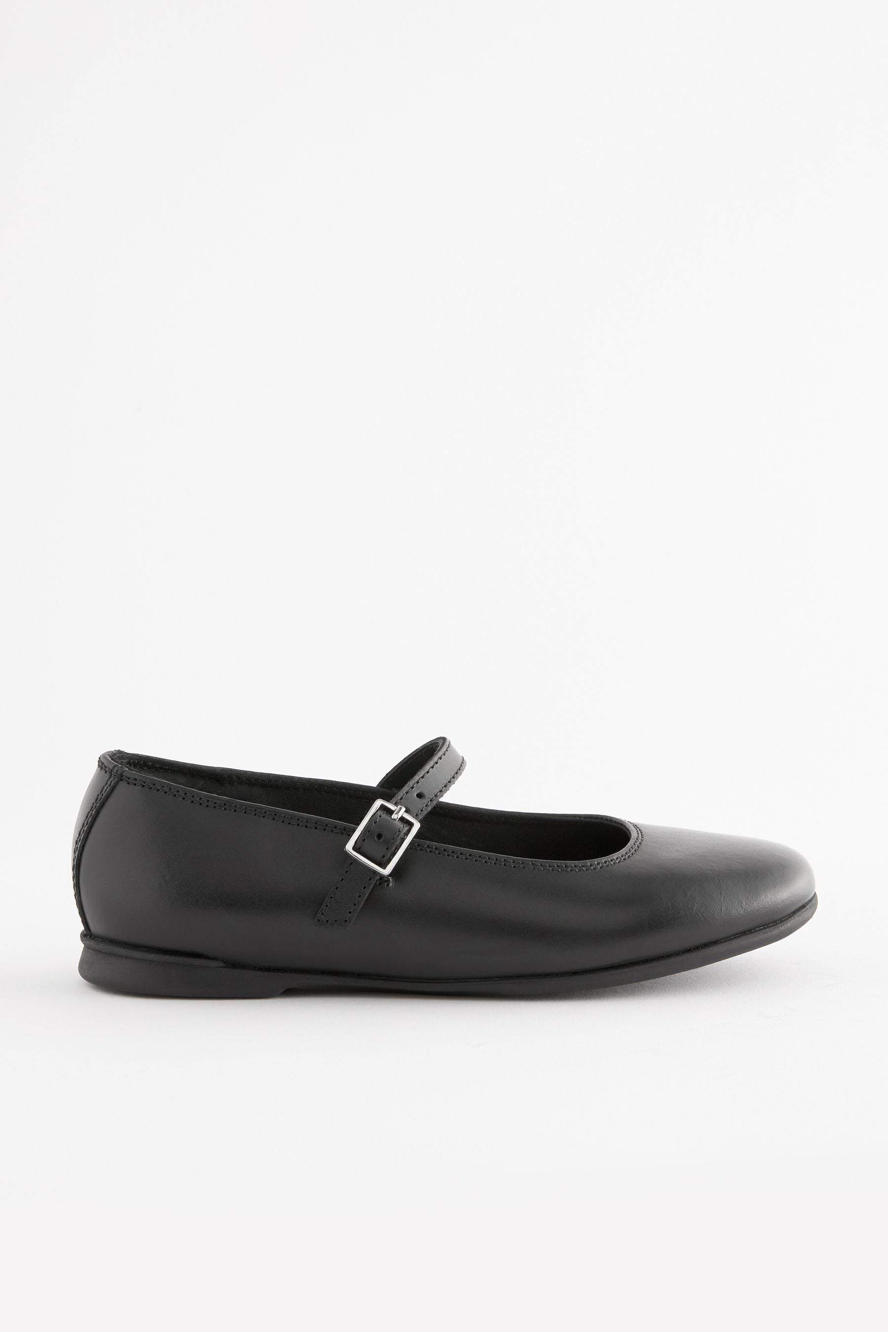 Matt Black Narrow Fit (E) Leather Mary Jane School Shoes