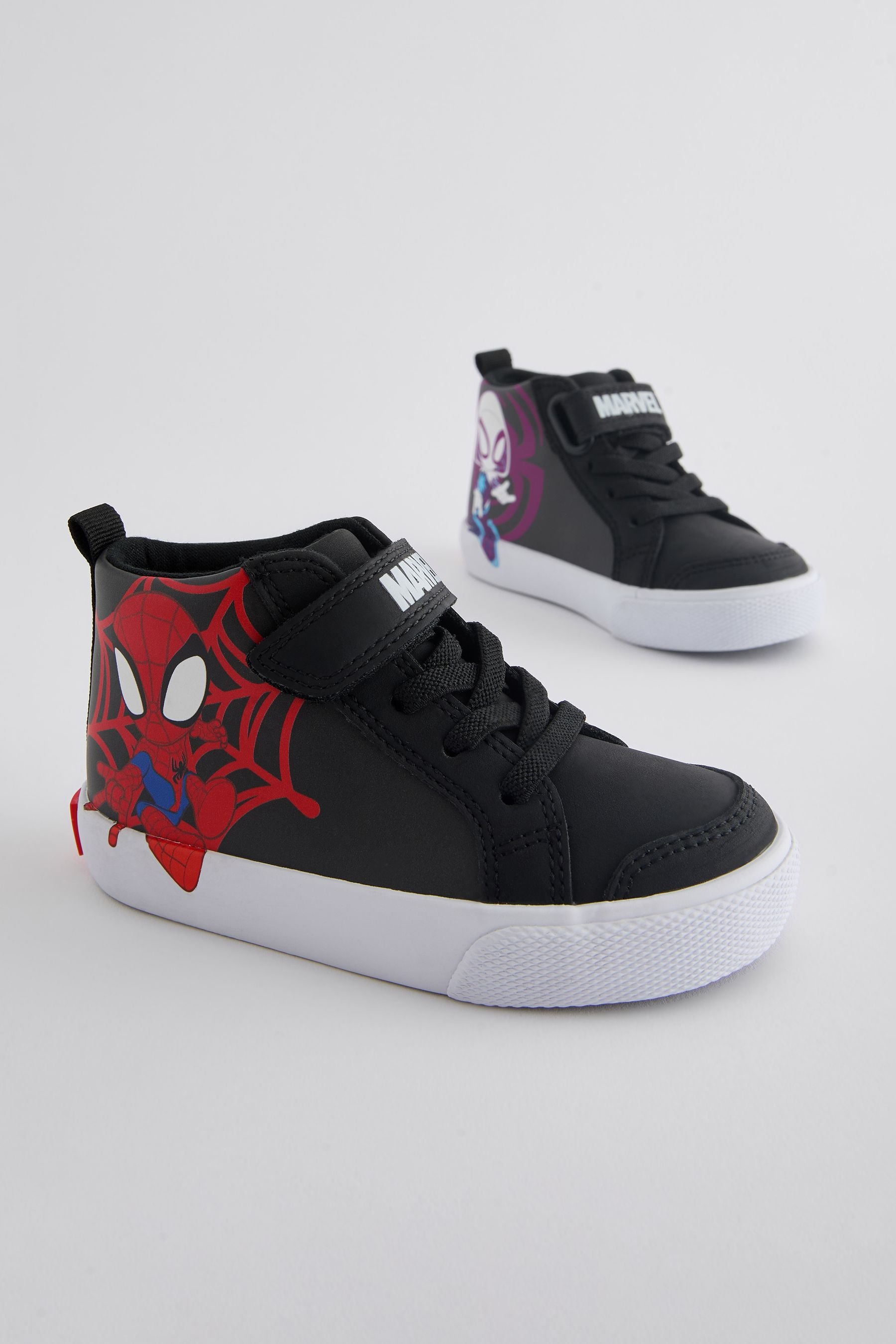 Black Standard Fit (F) Spidey and Friends Elastic Lace Touch Fastening Boots