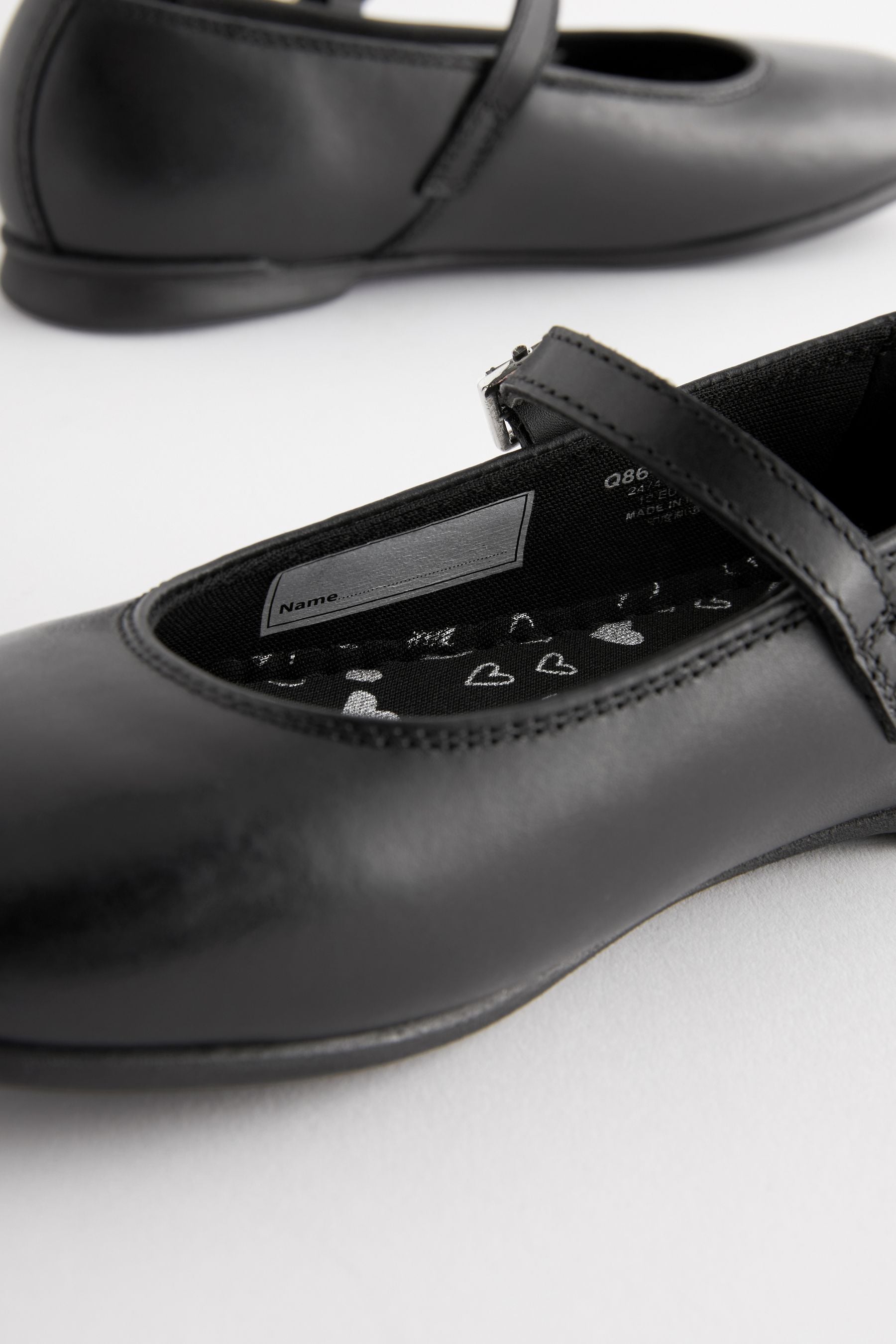 Matt Black Wide Fit (G) Leather Mary Jane School Shoes