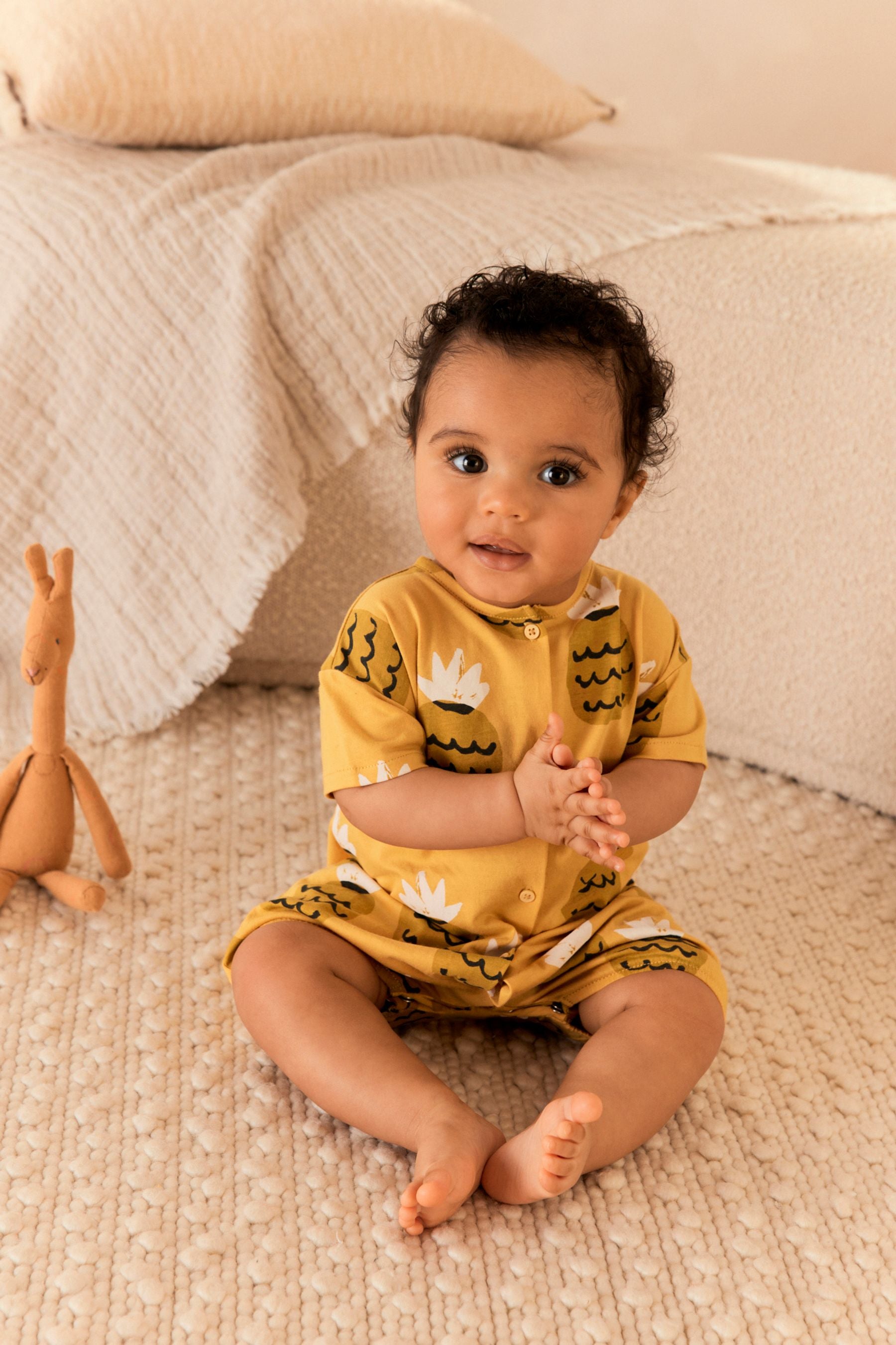 Yellow Pineapple Baby Jersey Romper (0mths-3yrs)