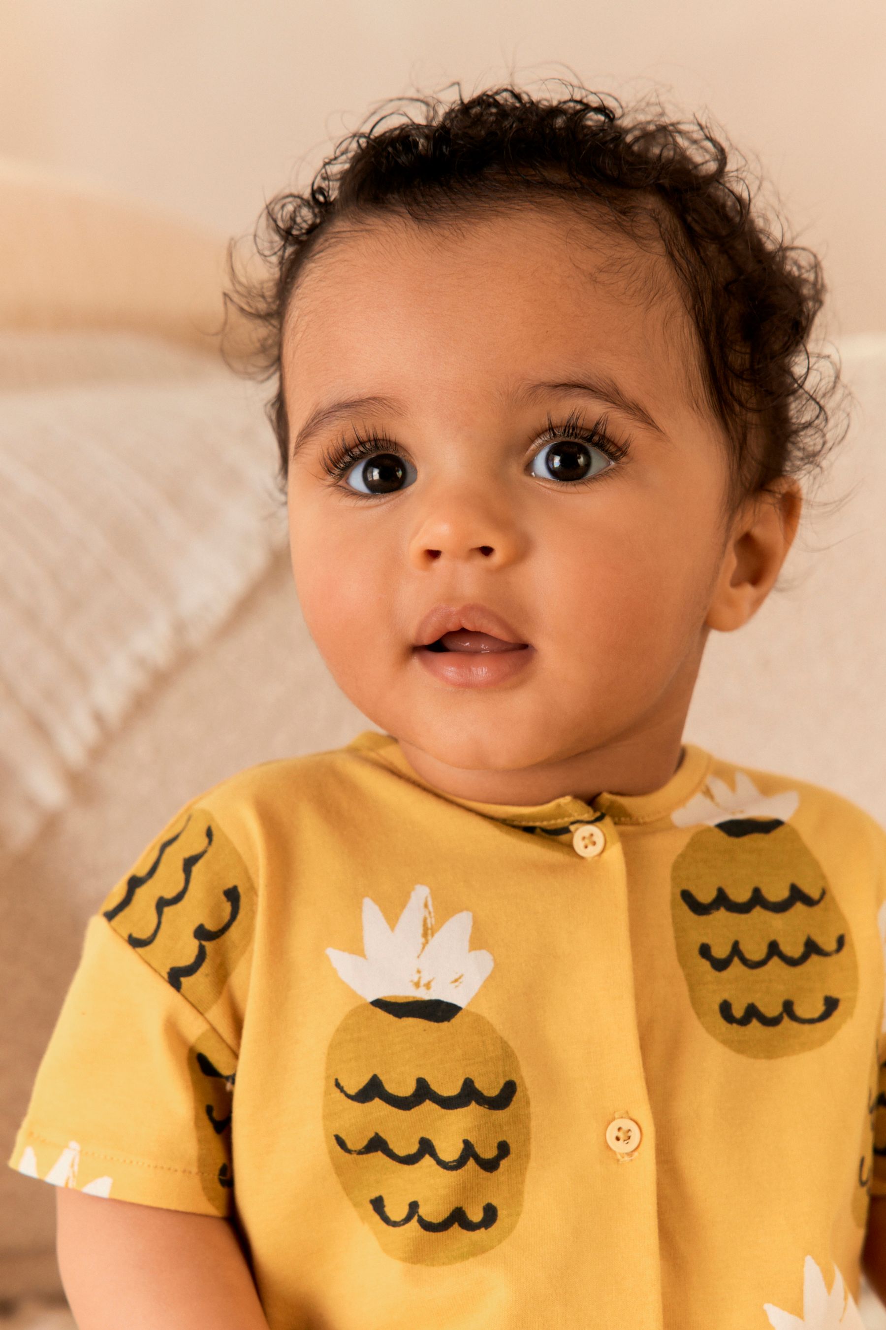 Yellow Pineapple Baby Jersey Romper (0mths-3yrs)