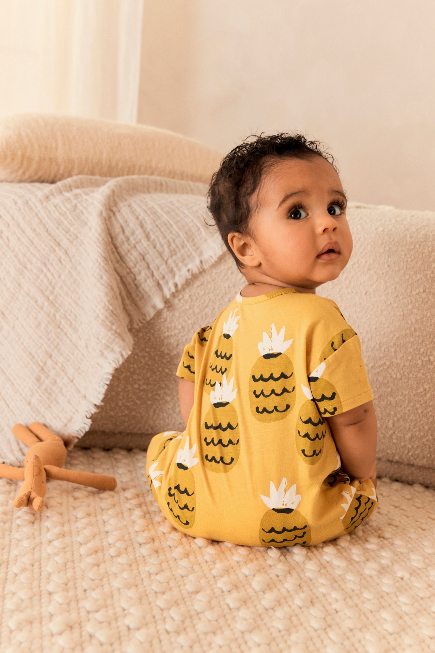 Yellow Pineapple Baby Jersey Romper (0mths-3yrs)