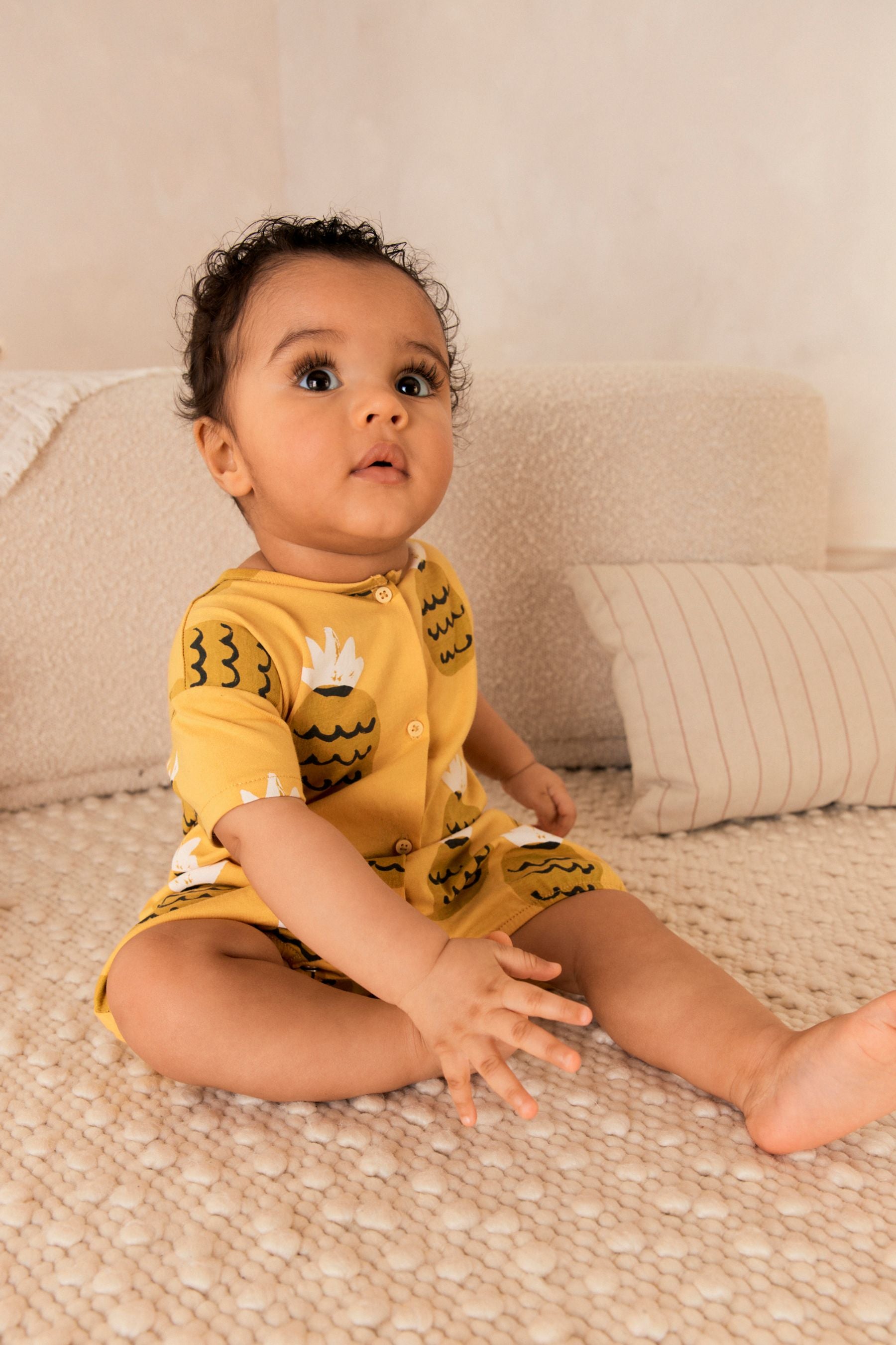 Yellow Pineapple Baby Jersey Romper (0mths-3yrs)