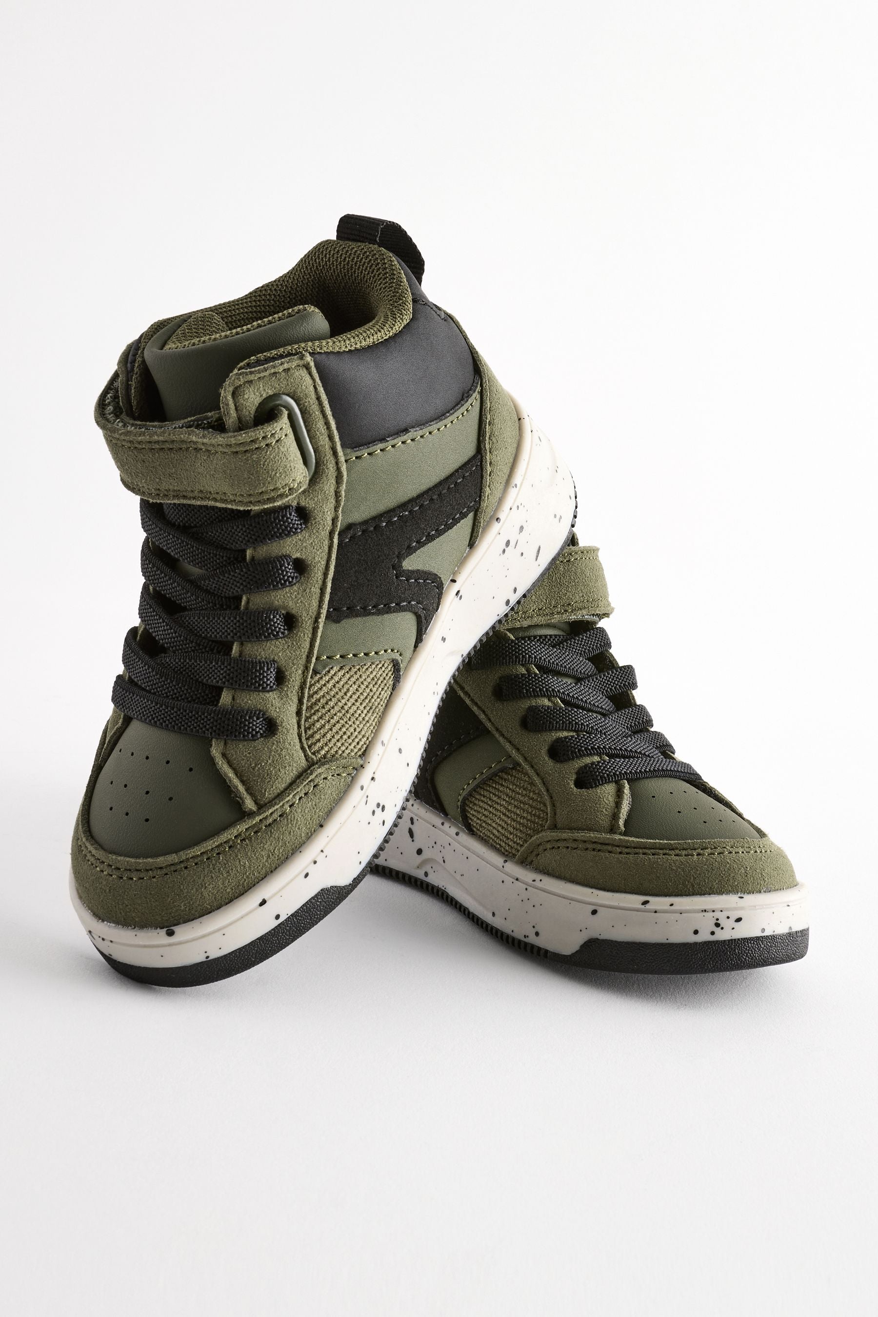 Green Elastic Lace Touch Fastening High Top Trainers