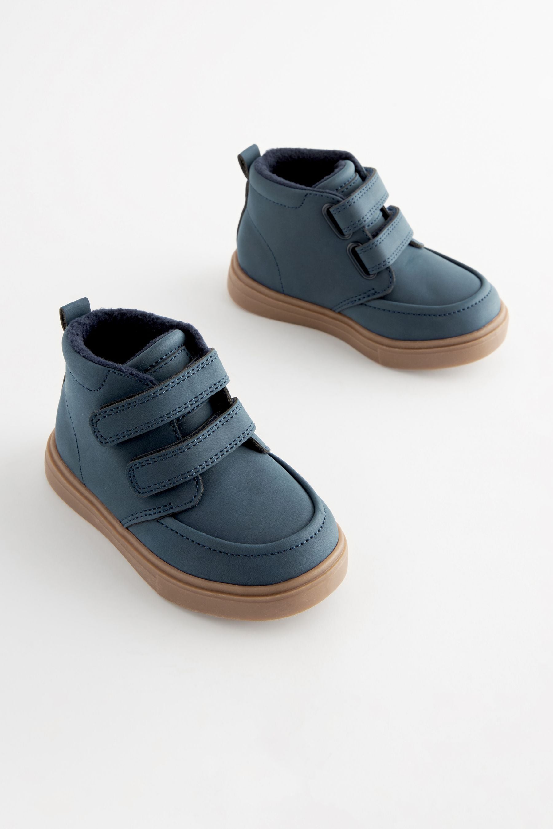 Navy Blue with Gum Sole Warm Lined Touch Fastening Boots