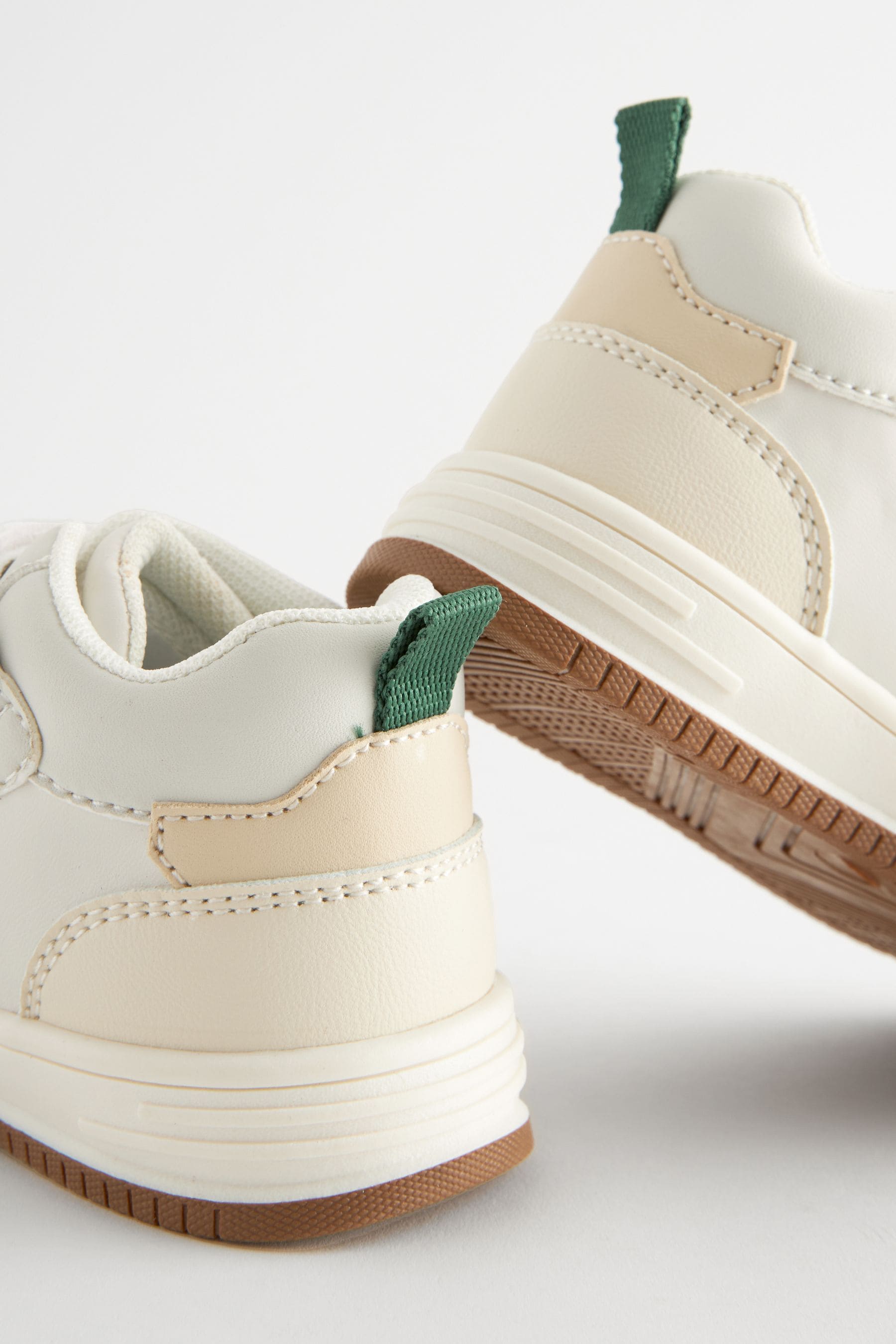 Cream/Green Elastic Lace Touch Fastening High Top Trainers