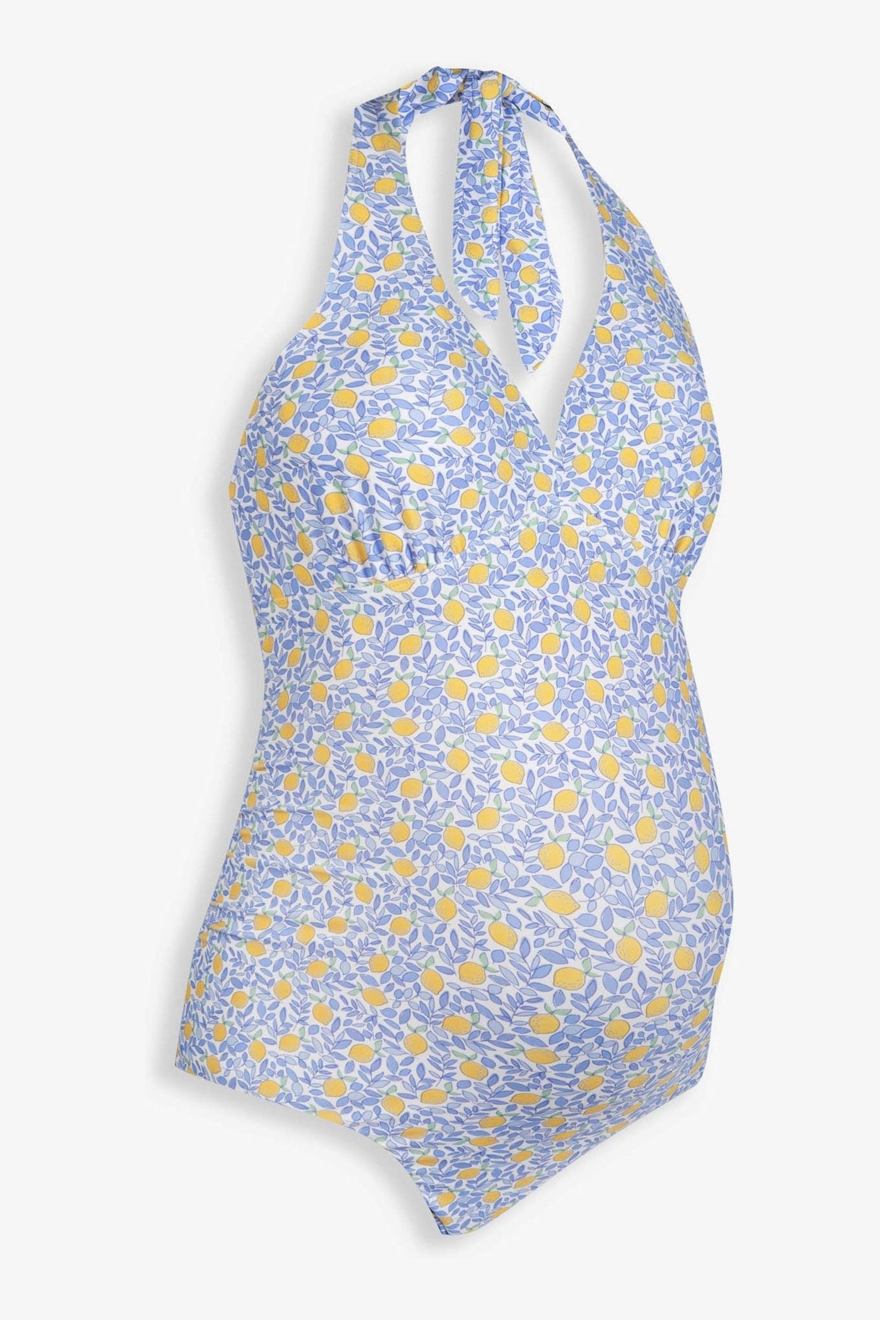 Blue Lemon Floral Print JoJo Maman Bébé Maternity Halterneck Swimsuit