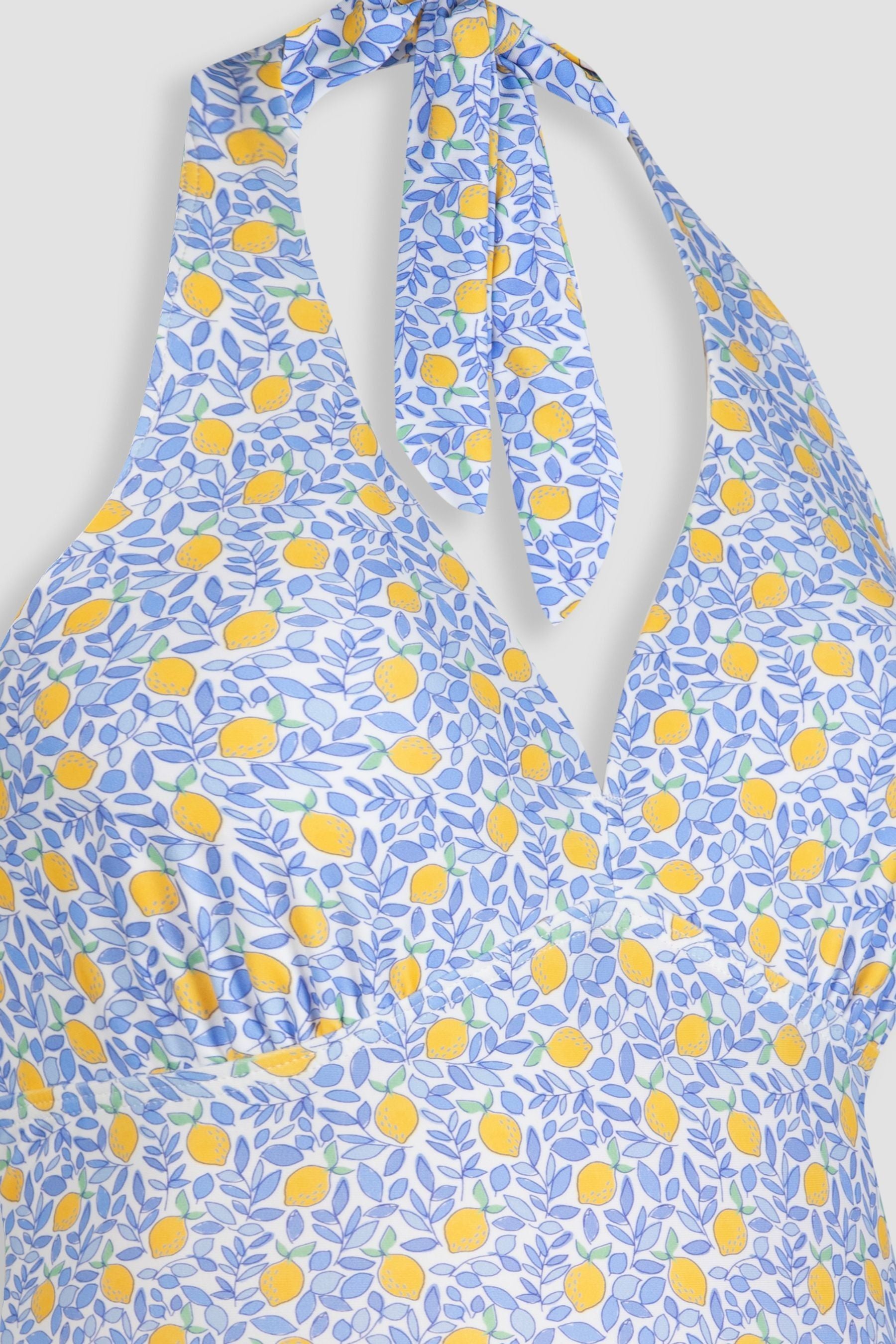 Blue Lemon Floral Print JoJo Maman Bébé Maternity Halterneck Swimsuit