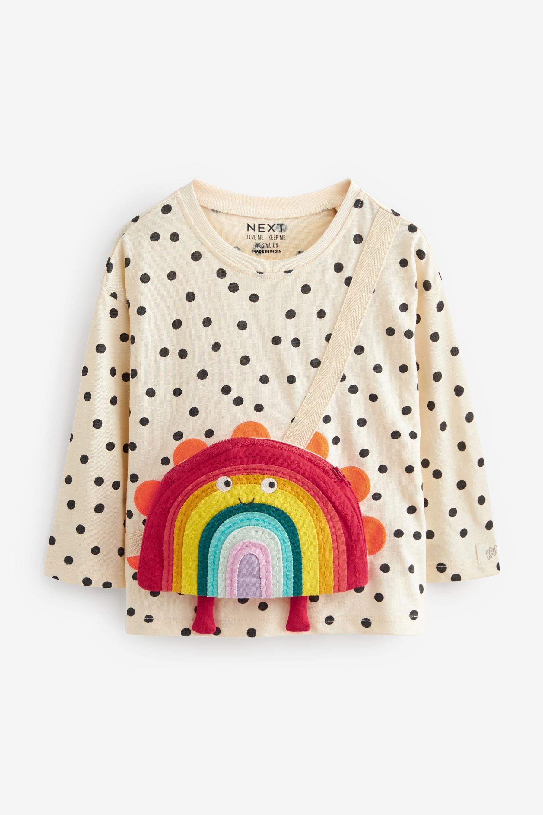 Rainbow 100% Cotton Long Sleeve Bag T-Shirt (3mths-7yrs)