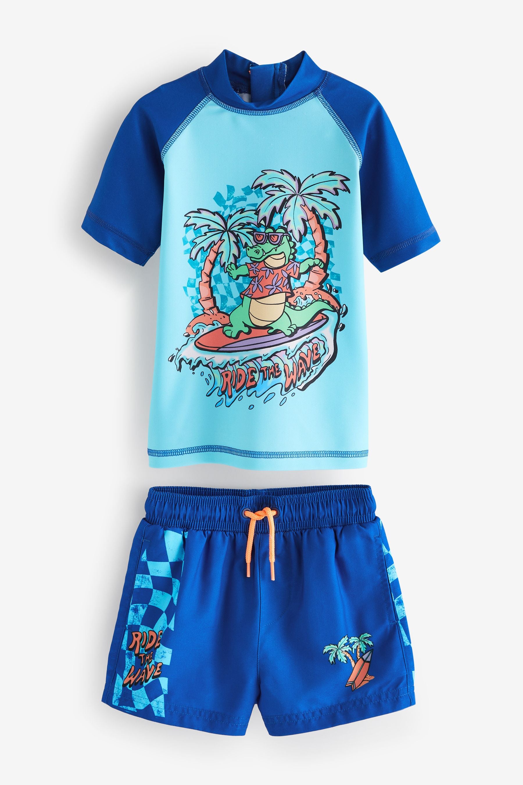 Cobalt Blue Croc Sunsafe Top and Shorts Set (3mths-7yrs)