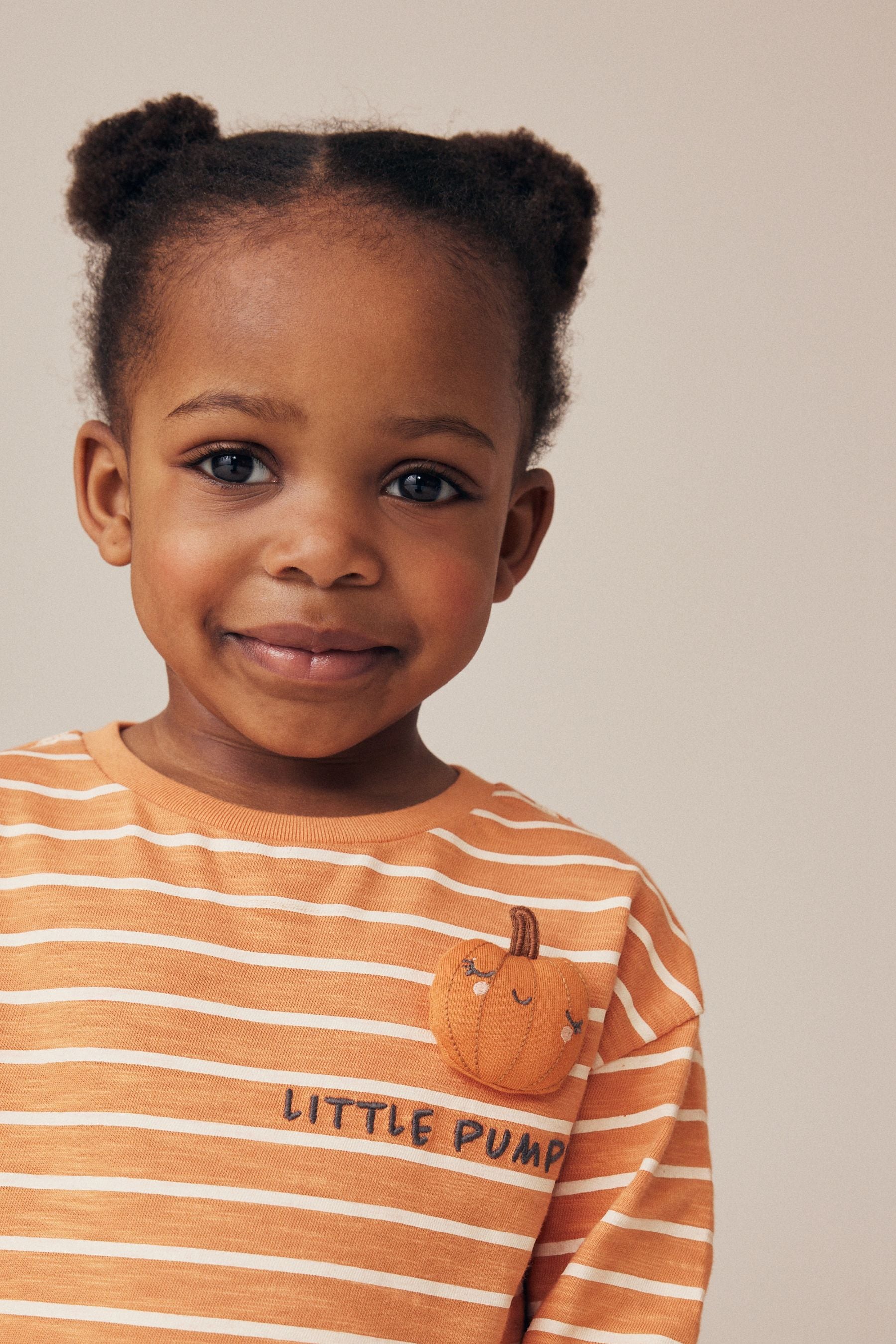 Orange Pumpkin Halloween 100% Cotton Long Sleeve T-Shirt (3mths-7yrs)