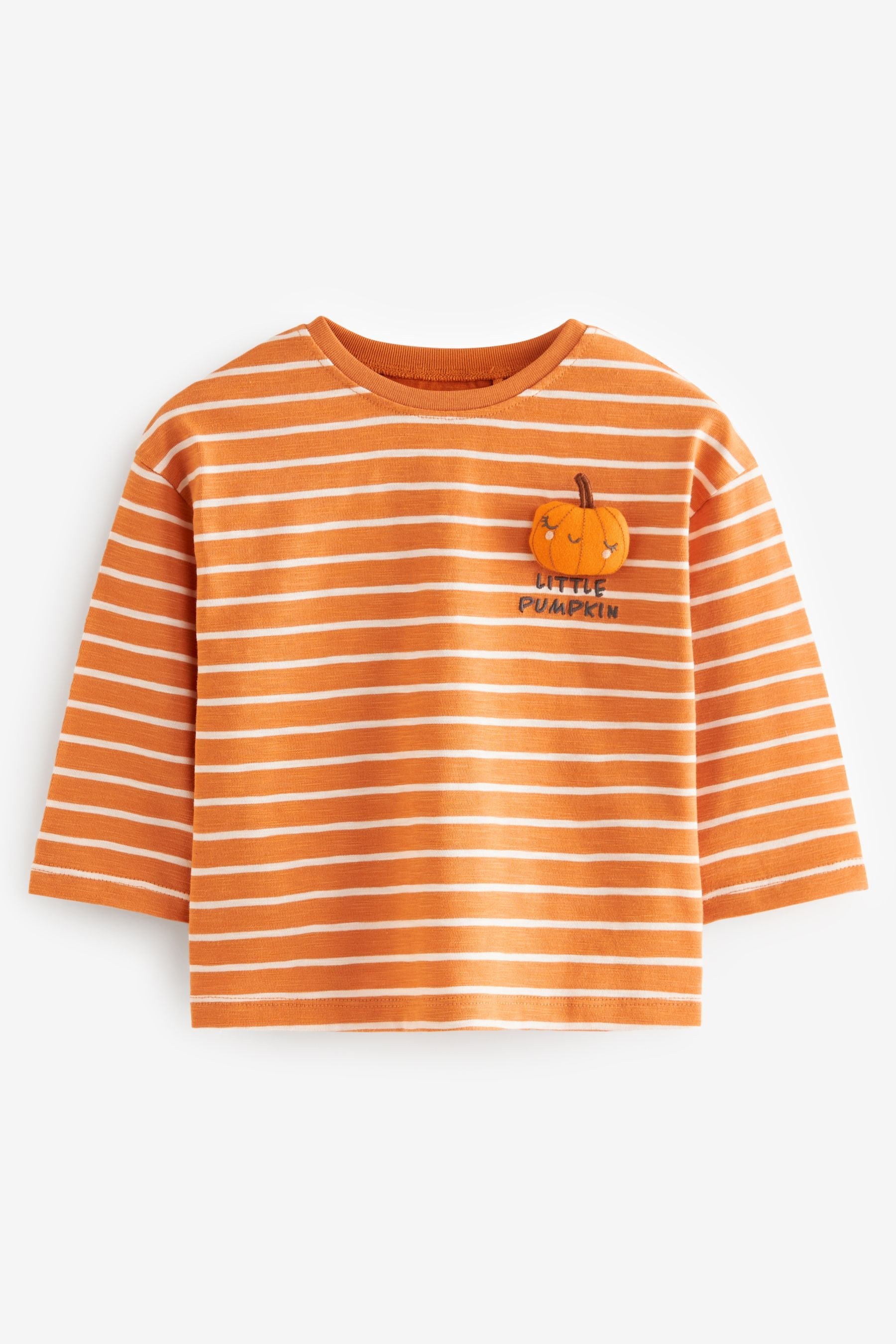 Orange Pumpkin Halloween 100% Cotton Long Sleeve T-Shirt (3mths-7yrs)