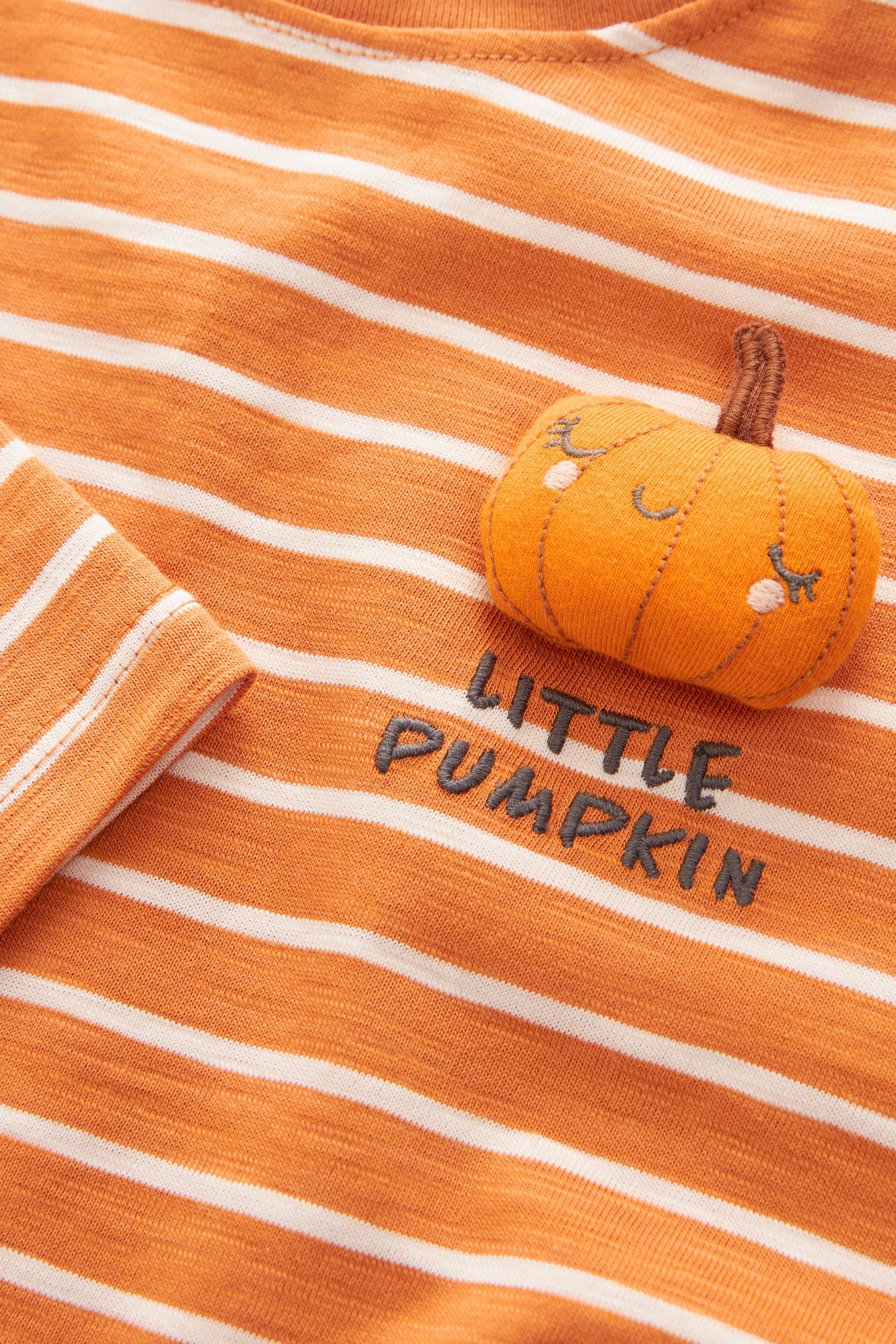 Orange Pumpkin Halloween 100% Cotton Long Sleeve T-Shirt (3mths-7yrs)