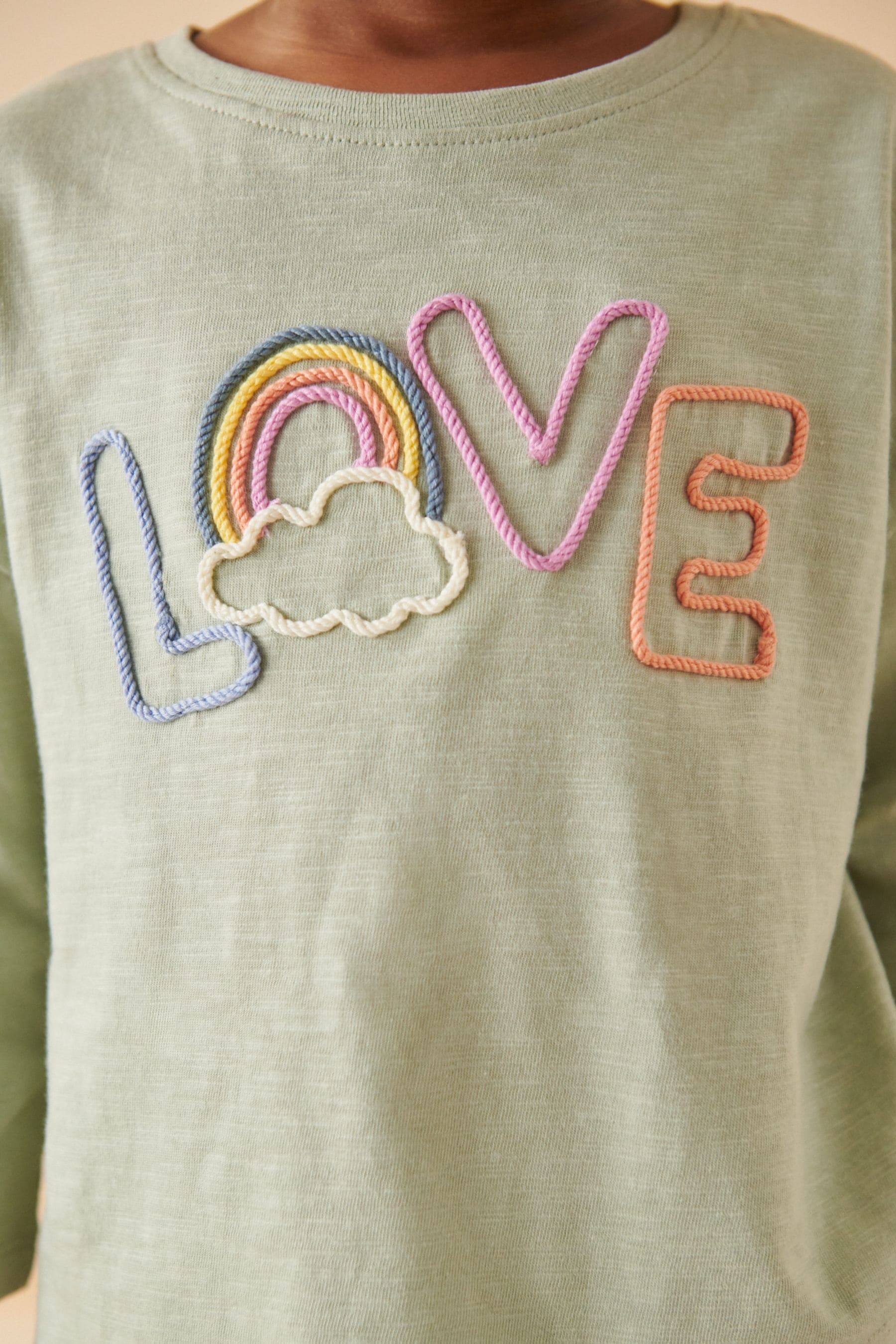 Green Love Slogan Long Sleeve T-Shirt (3mths-7yrs)