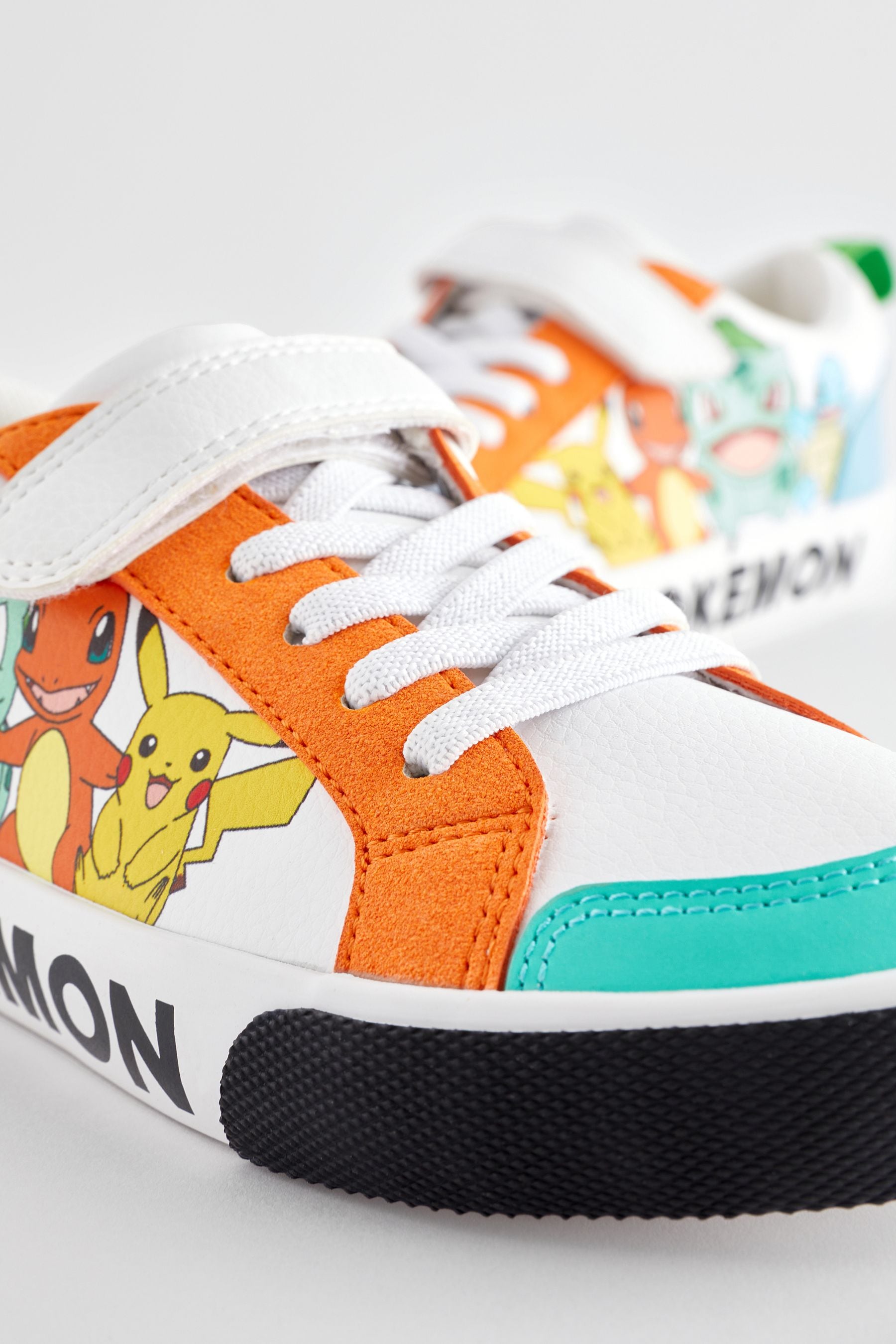 White Pokemon One Strap Elastic Lace Trainers