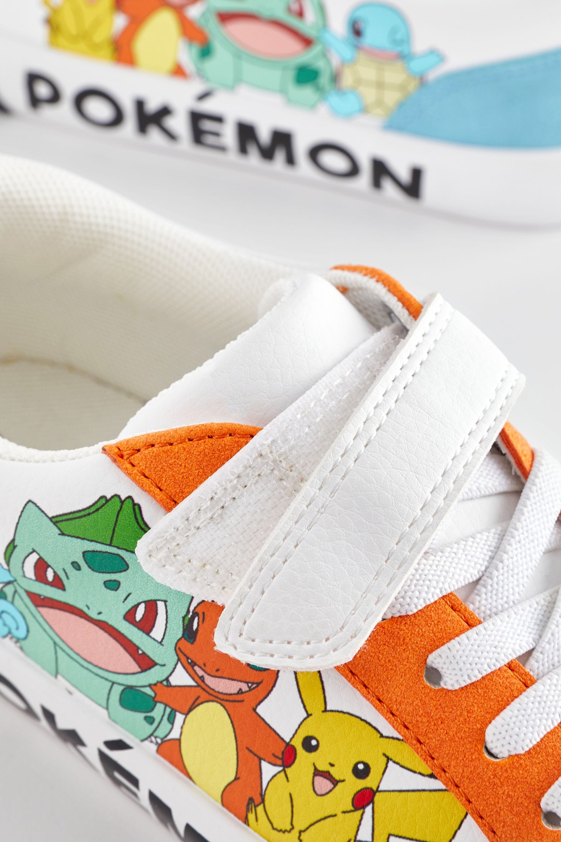 White Pokemon One Strap Elastic Lace Trainers