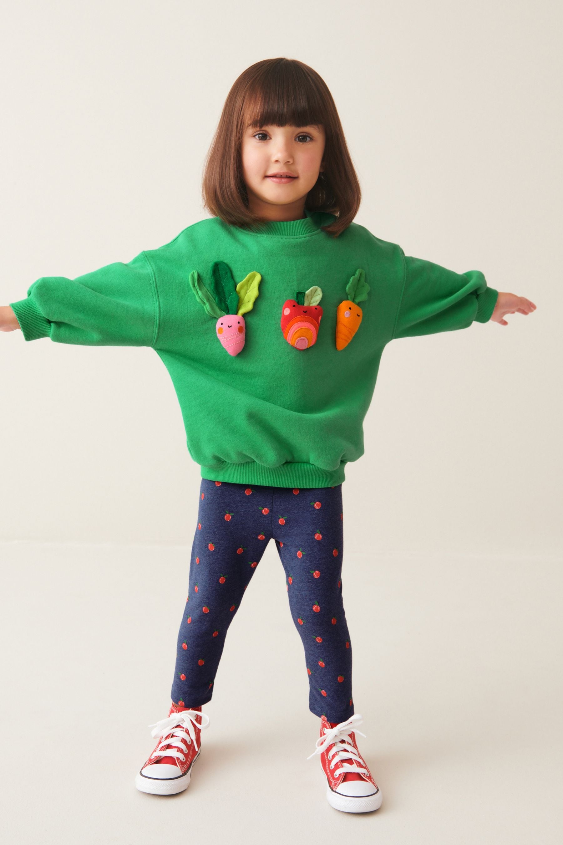 Green Vegetable Crew Sweatshirt and Leggings Set (3mths-7yrs)