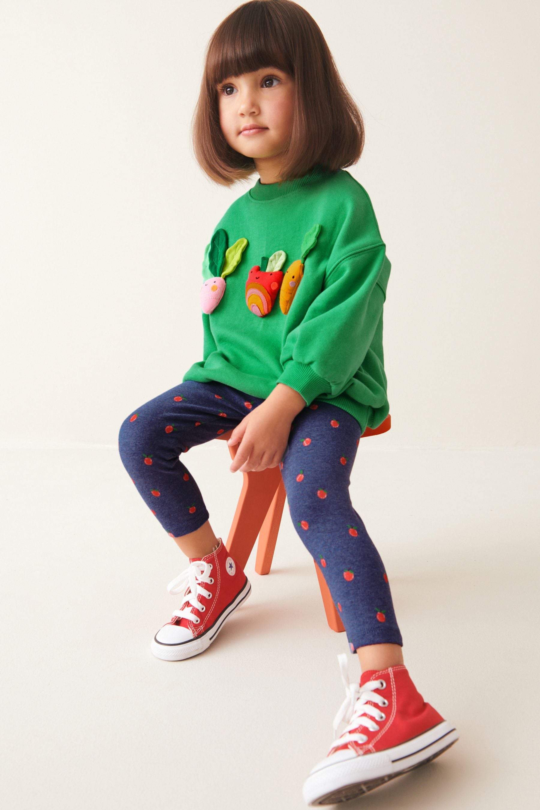 Green Vegetable Crew Sweatshirt and Leggings Set (3mths-7yrs)