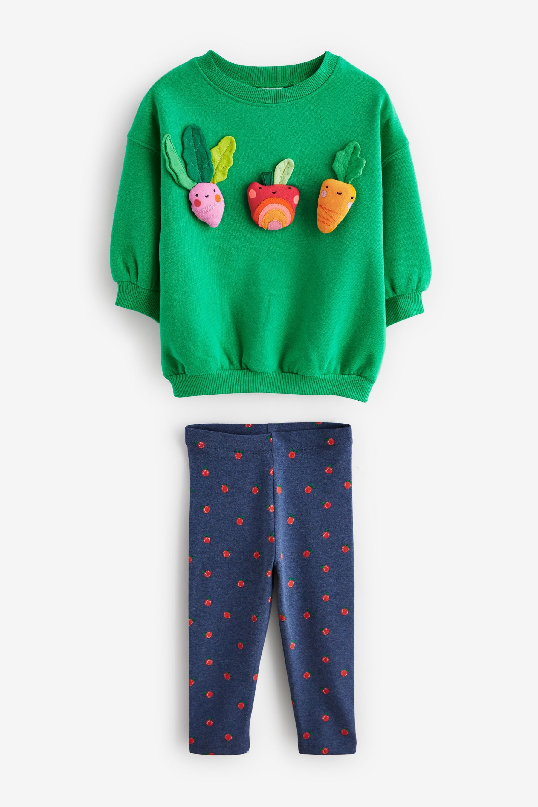 Green Vegetable Crew Sweatshirt and Leggings Set (3mths-7yrs)