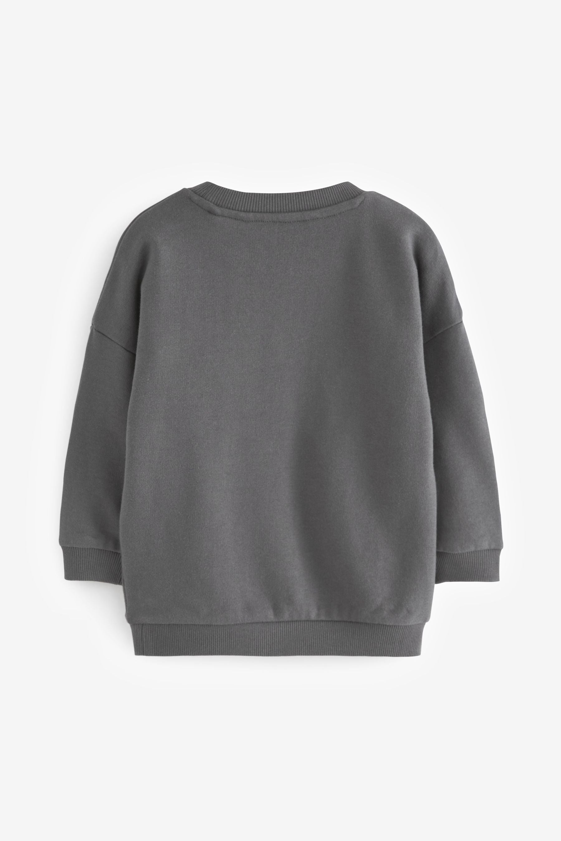 Charcoal Grey Vehicle Appliqu?© Character Crew Neck Sweatshirt (3mths-7yrs)