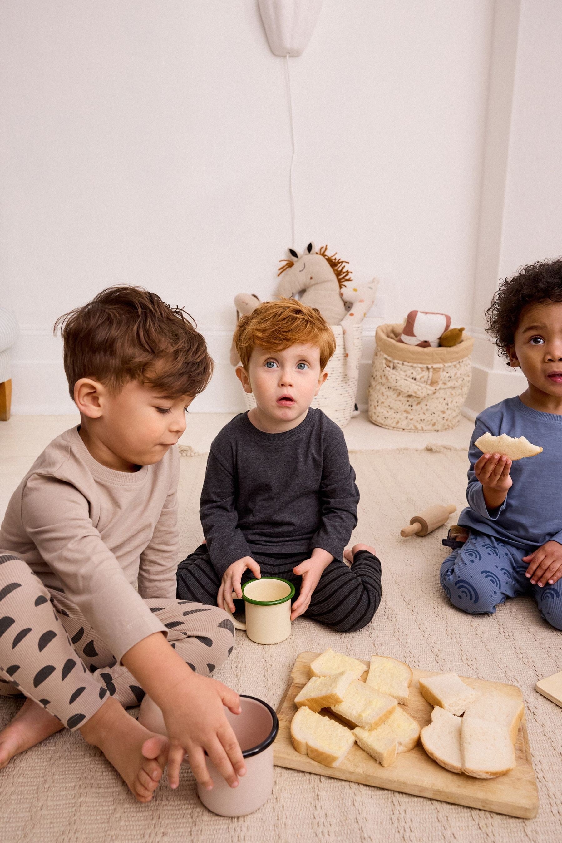 Navy Blue/Grey/Charcoal Ribbed Leg Pyjamas 3 Pack (9mths-8yrs)