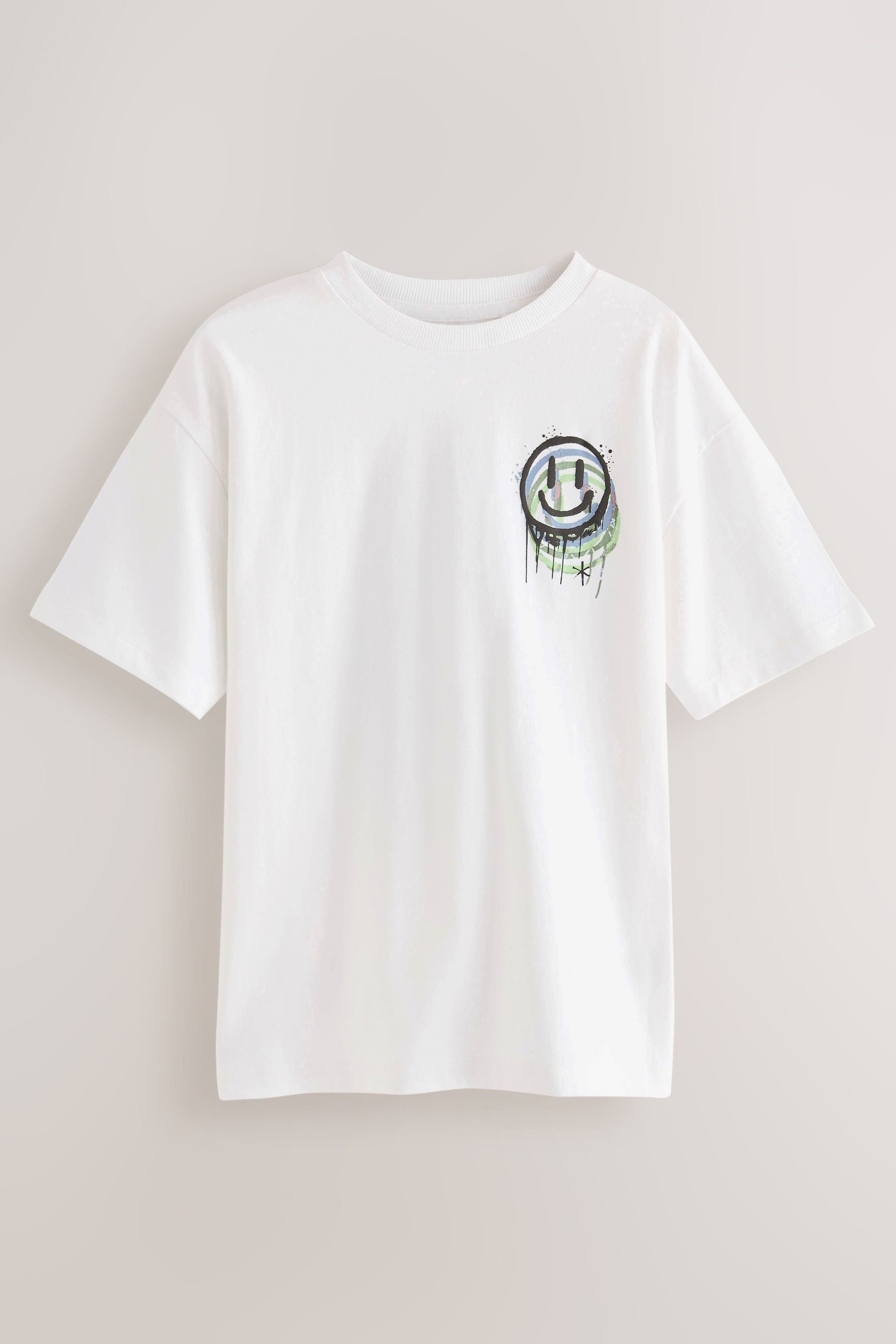 White Smile Back Print Relaxed Fit Short Sleeve Graphic T-Shirt (3-16yrs)