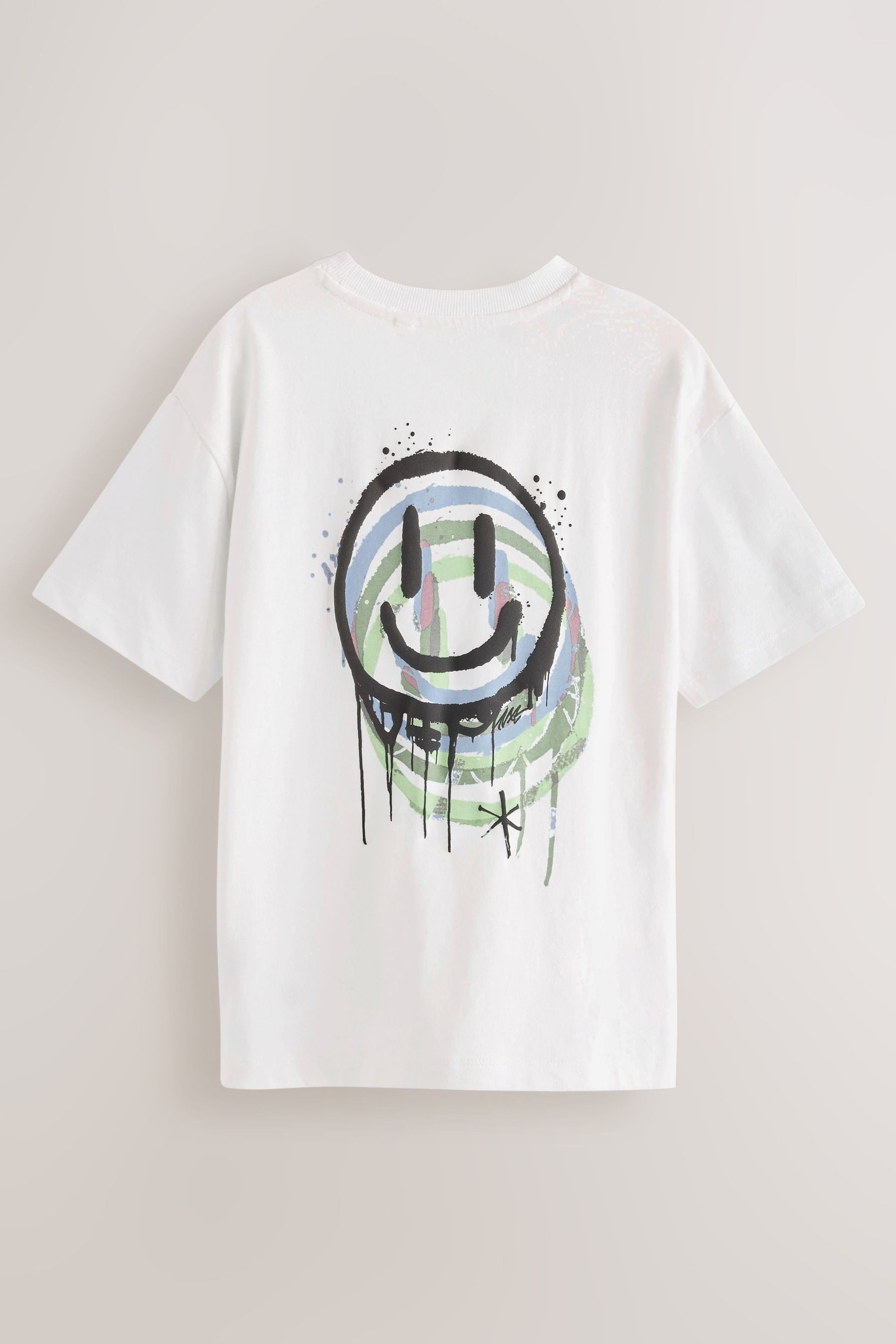 White Smile Back Print Relaxed Fit Short Sleeve Graphic T-Shirt (3-16yrs)