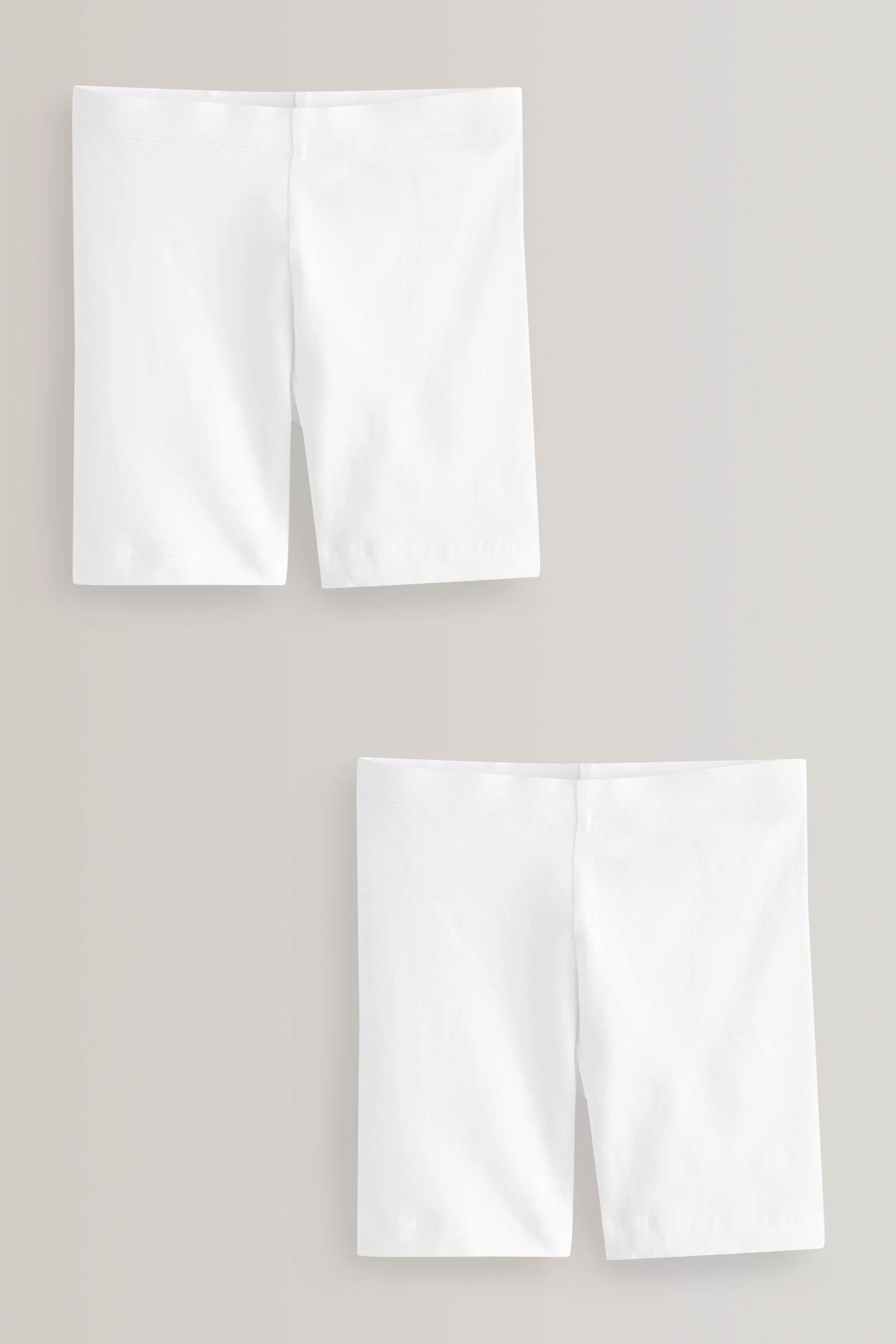 White Regular Length 2 Pack Cotton Rich Stretch Cycle Shorts (3-16yrs)