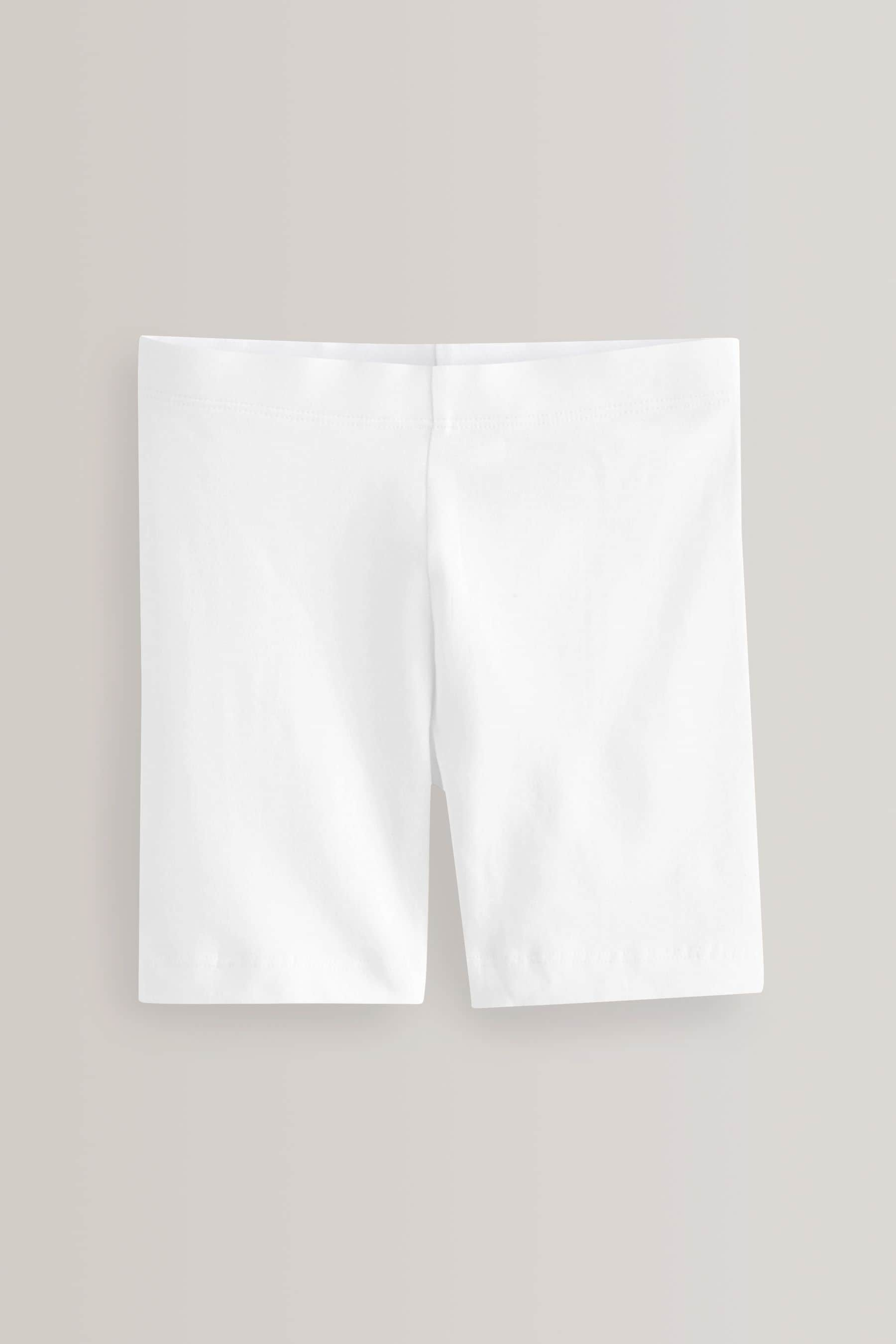 White Regular Length 2 Pack Cotton Rich Stretch Cycle Shorts (3-16yrs)