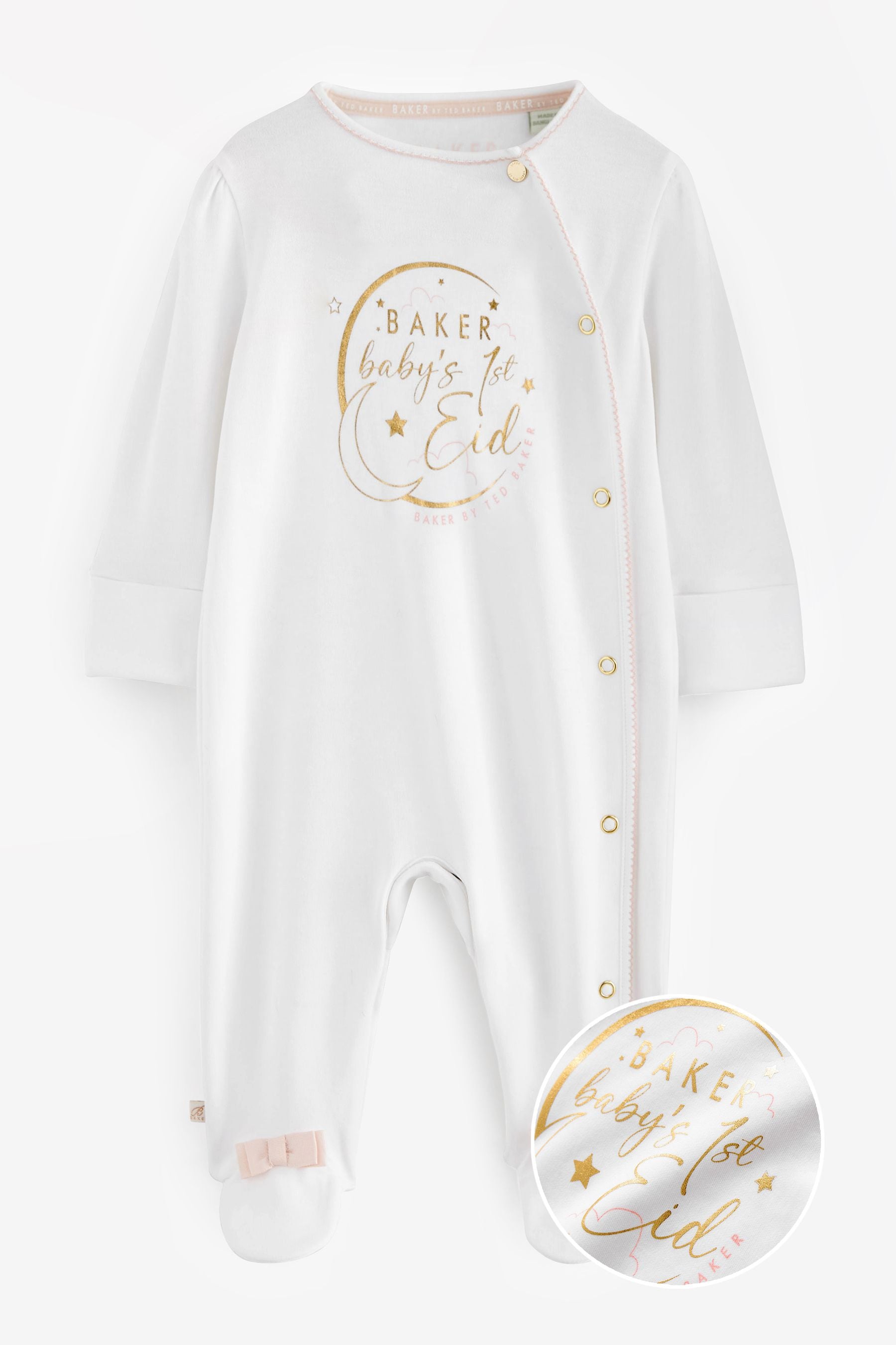 Baker by Ted Baker Babys First Eid 100% Cotton White Sleepsuit