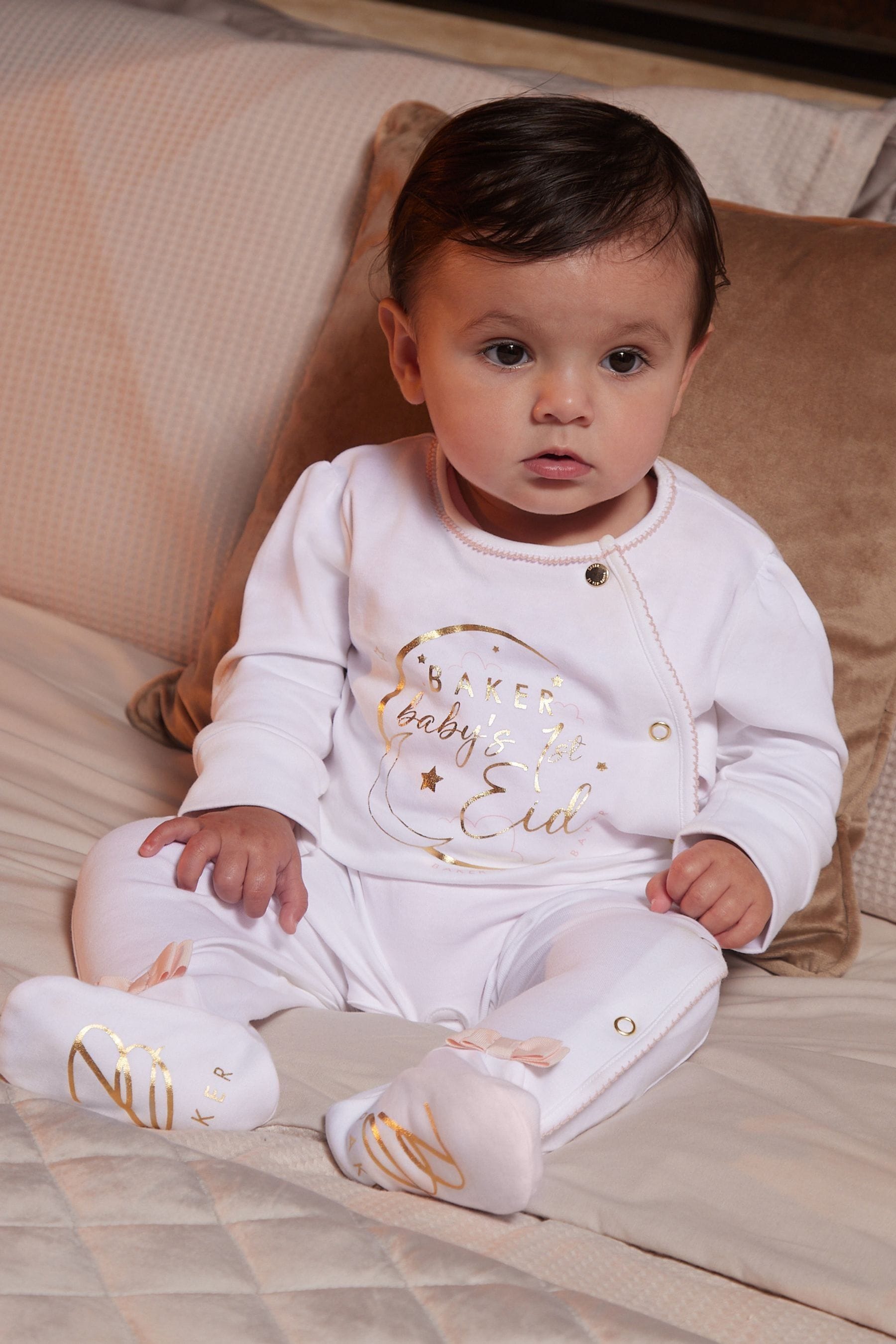 Baker by Ted Baker Babys First Eid 100% Cotton White Sleepsuit