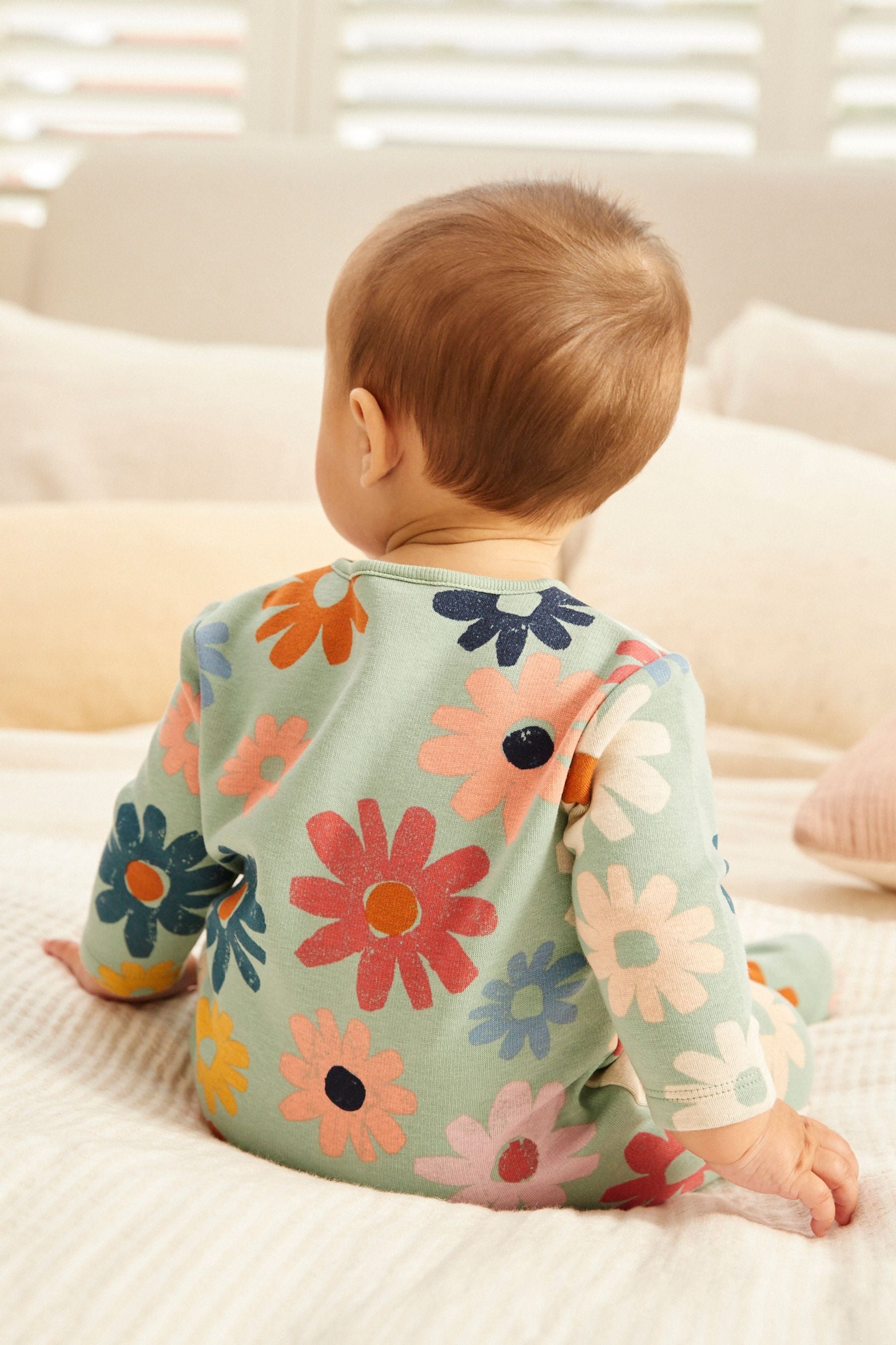 Green Fleece Lined Baby Sleepsuit