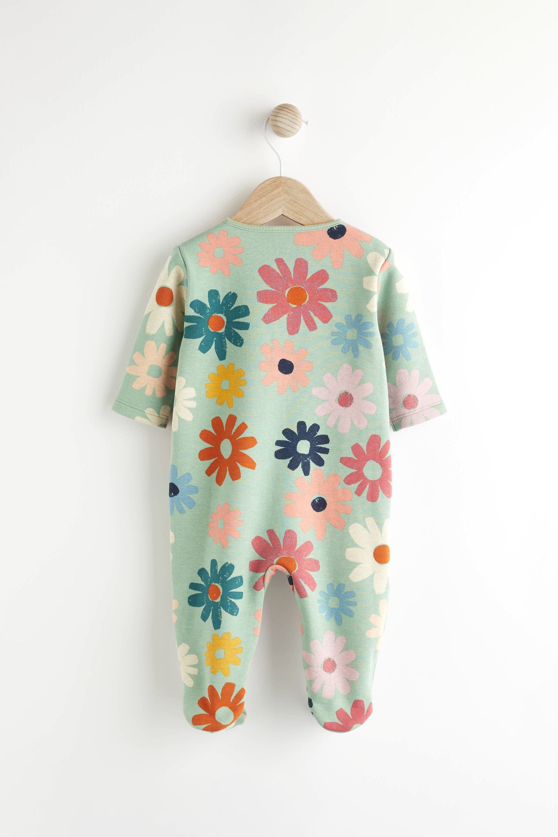 Green Fleece Lined Baby Sleepsuit