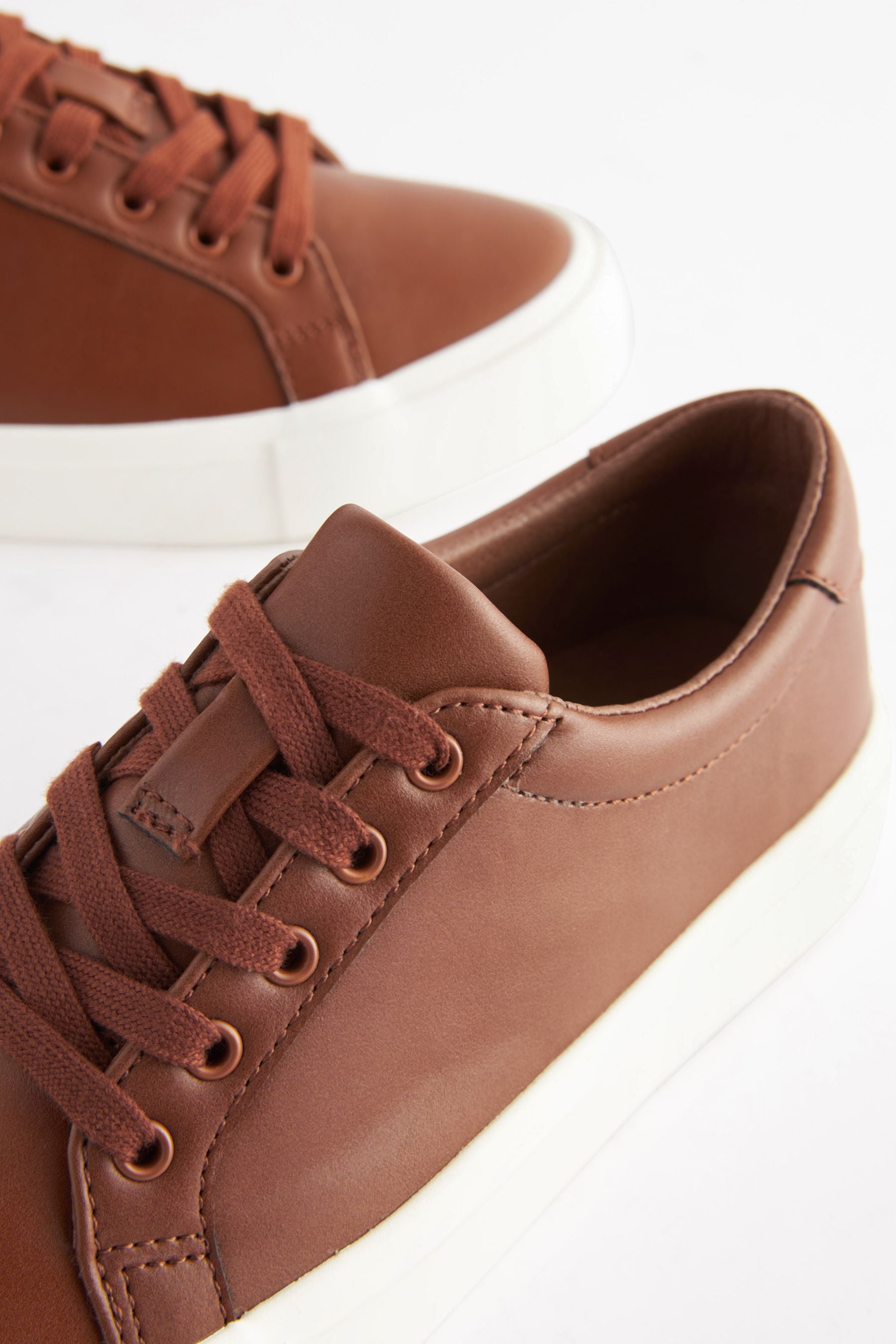 Tan Brown Lace-Up Shoes