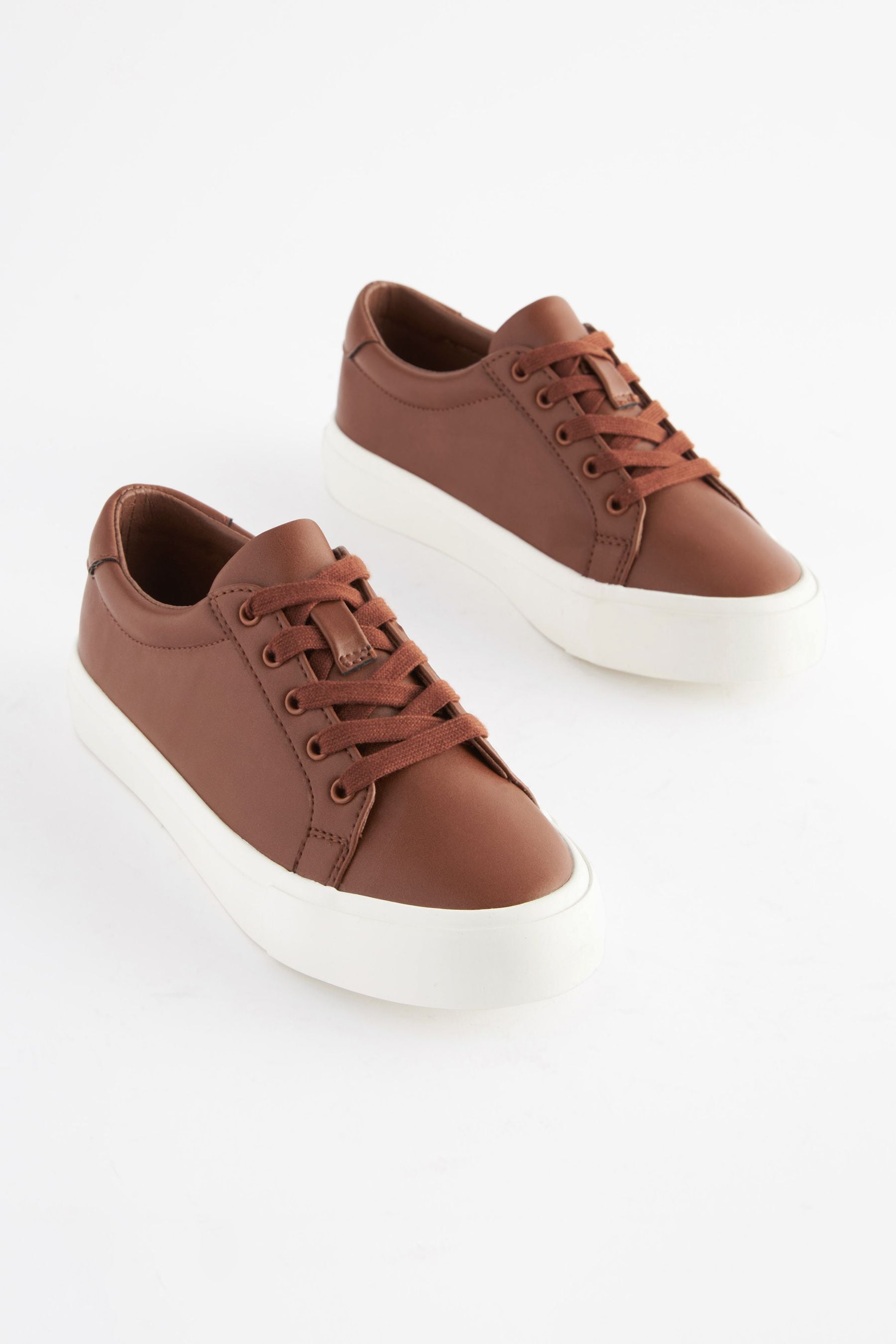 Tan Brown Lace Up Smart Trainers