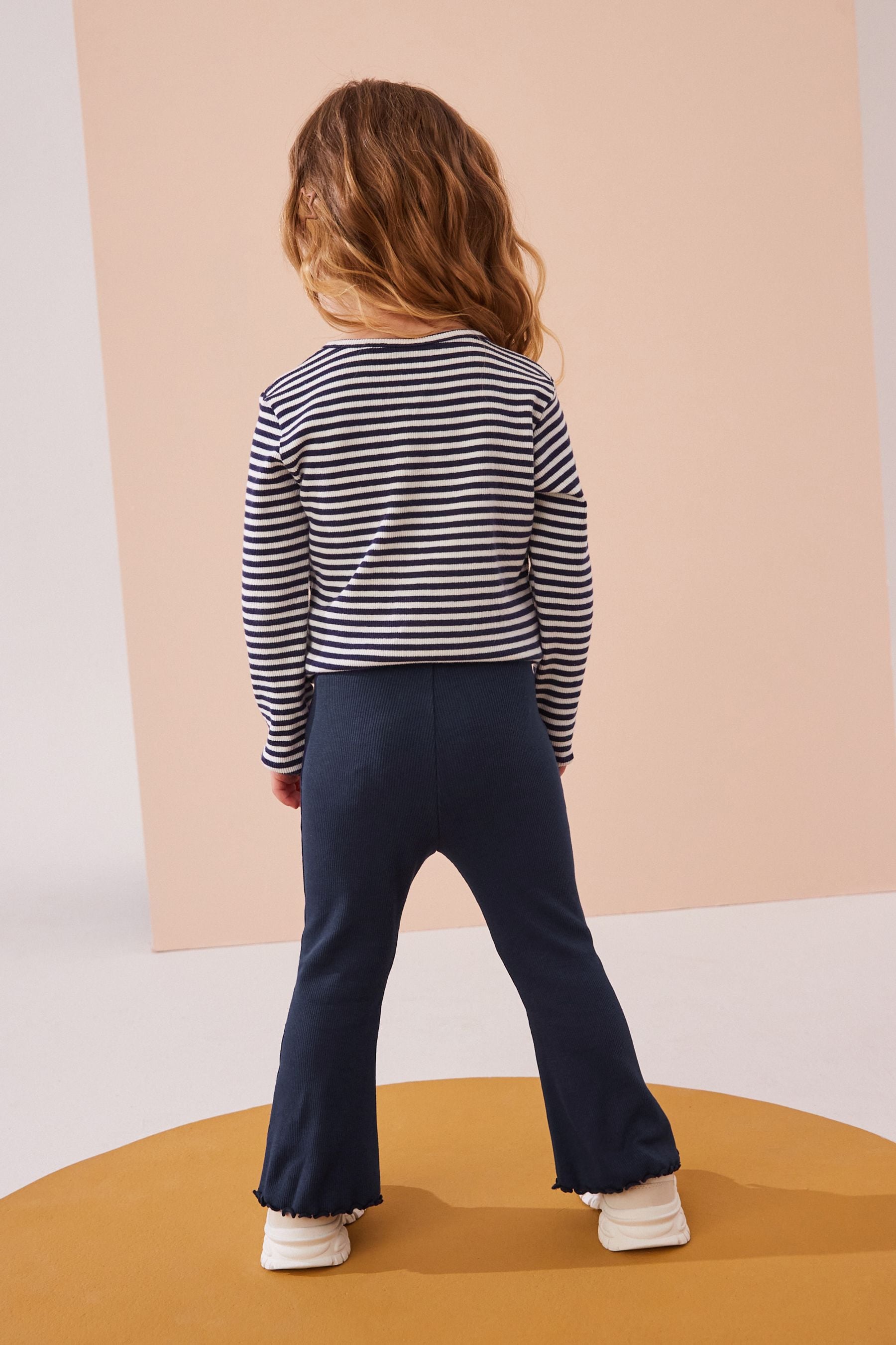 Navy Rib Flare Leggings (3mths-7yrs)