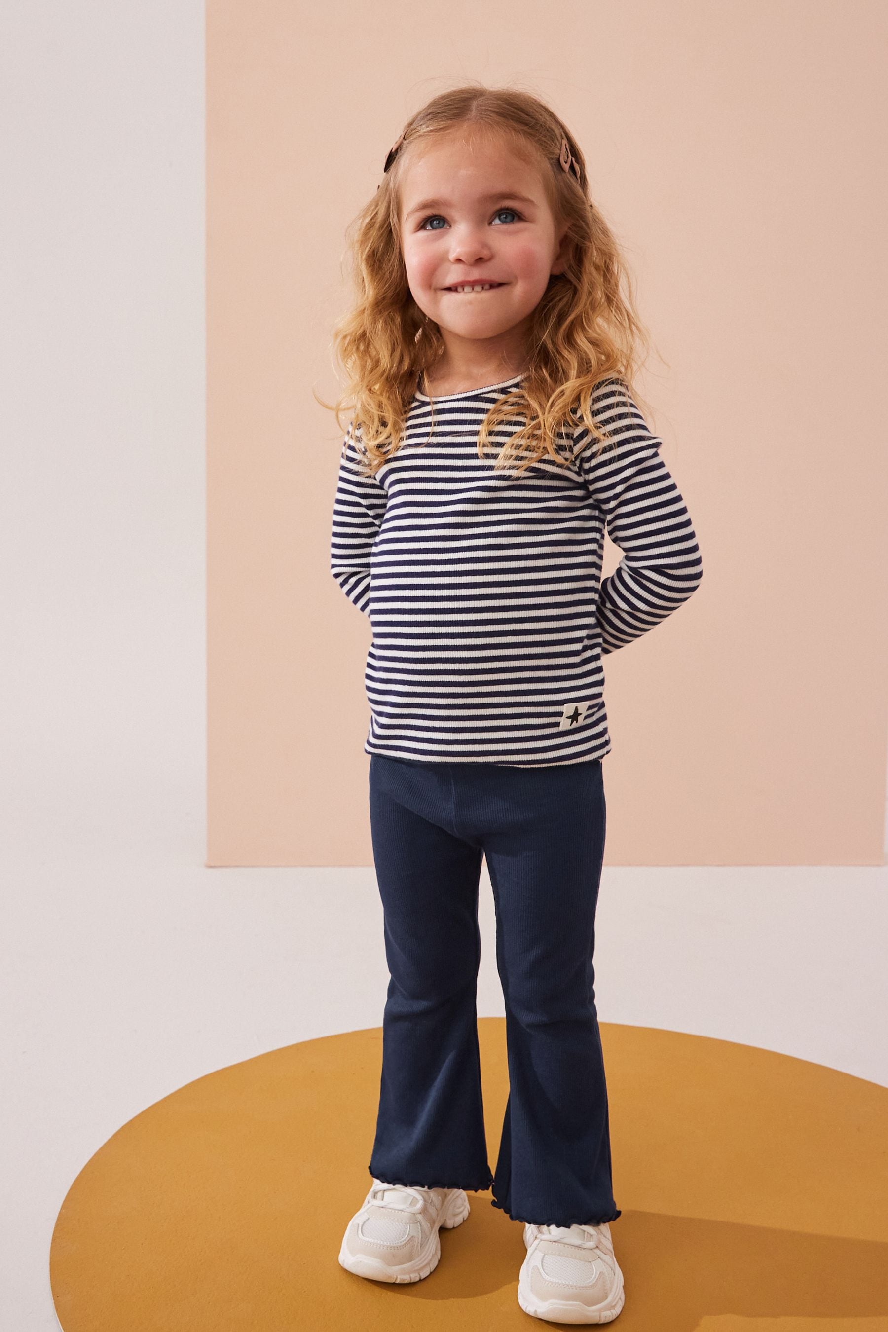 Navy Rib Flare Leggings (3mths-7yrs)