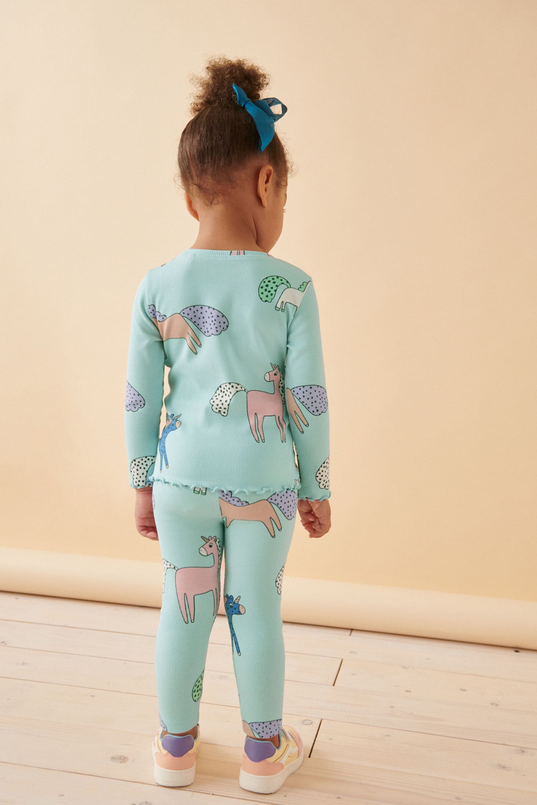 Blue Unicorn Rib Jersey Leggings (3mths-7yrs)