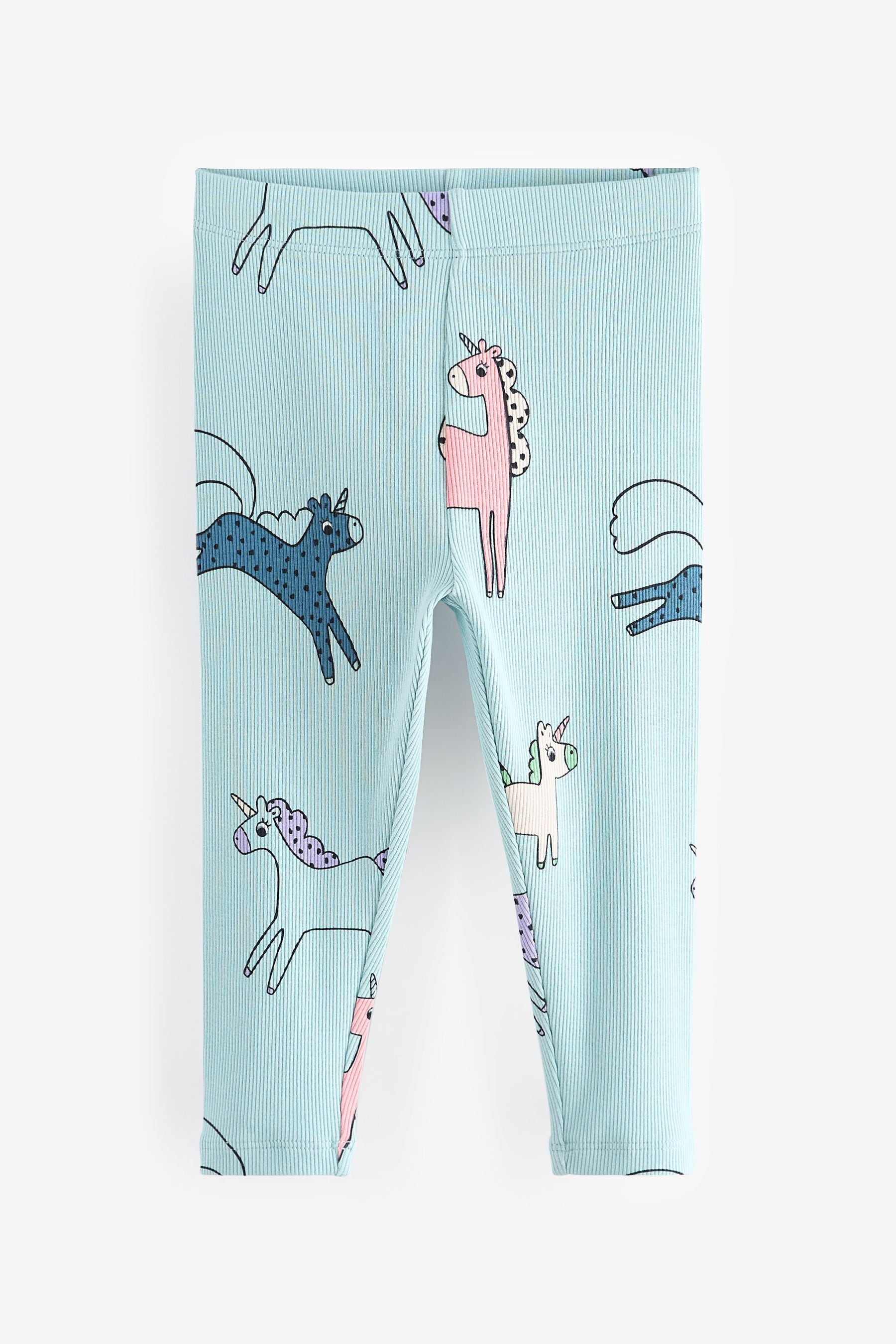 Blue Unicorn Rib Jersey Leggings (3mths-7yrs)