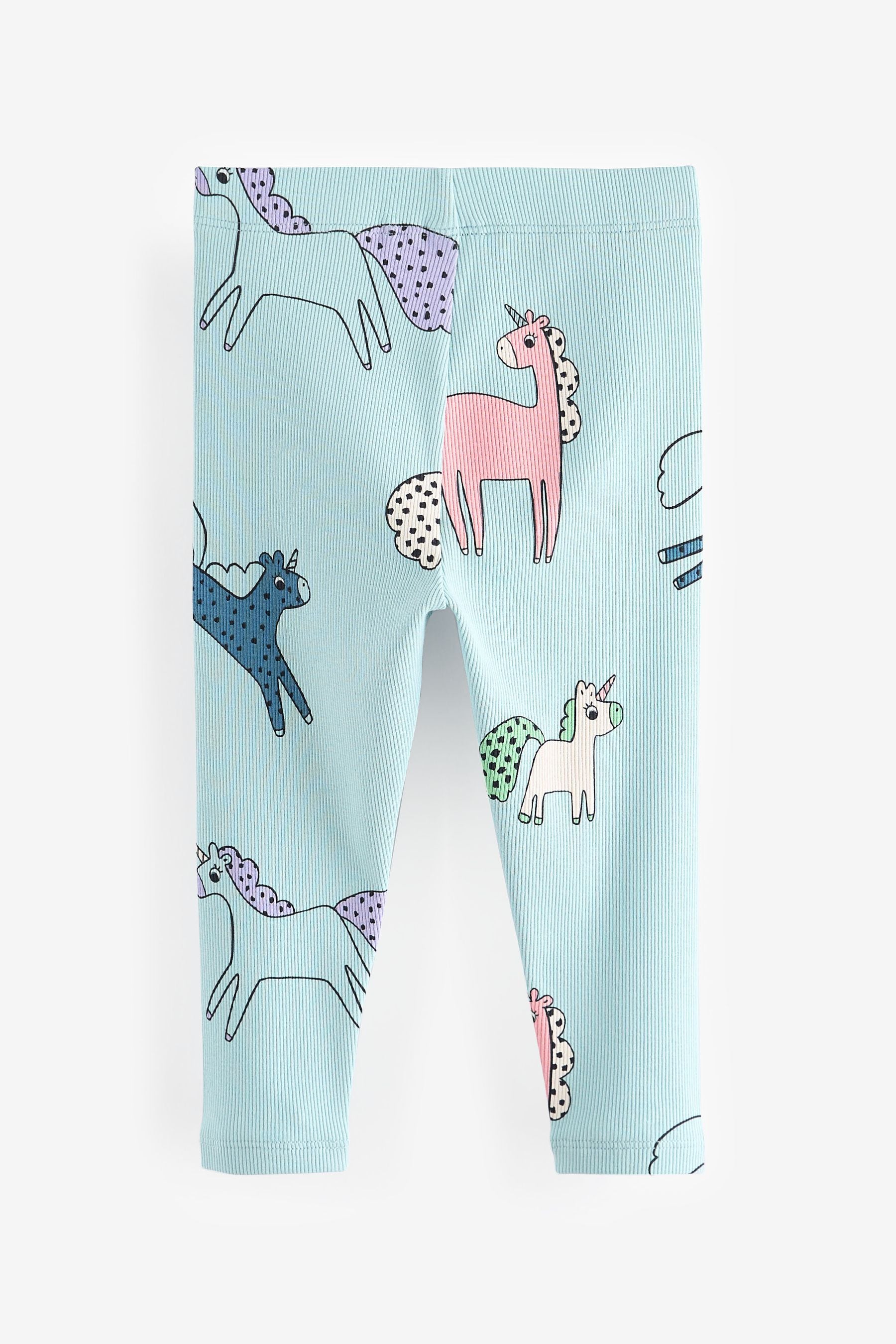 Blue Unicorn Rib Jersey Leggings (3mths-7yrs)