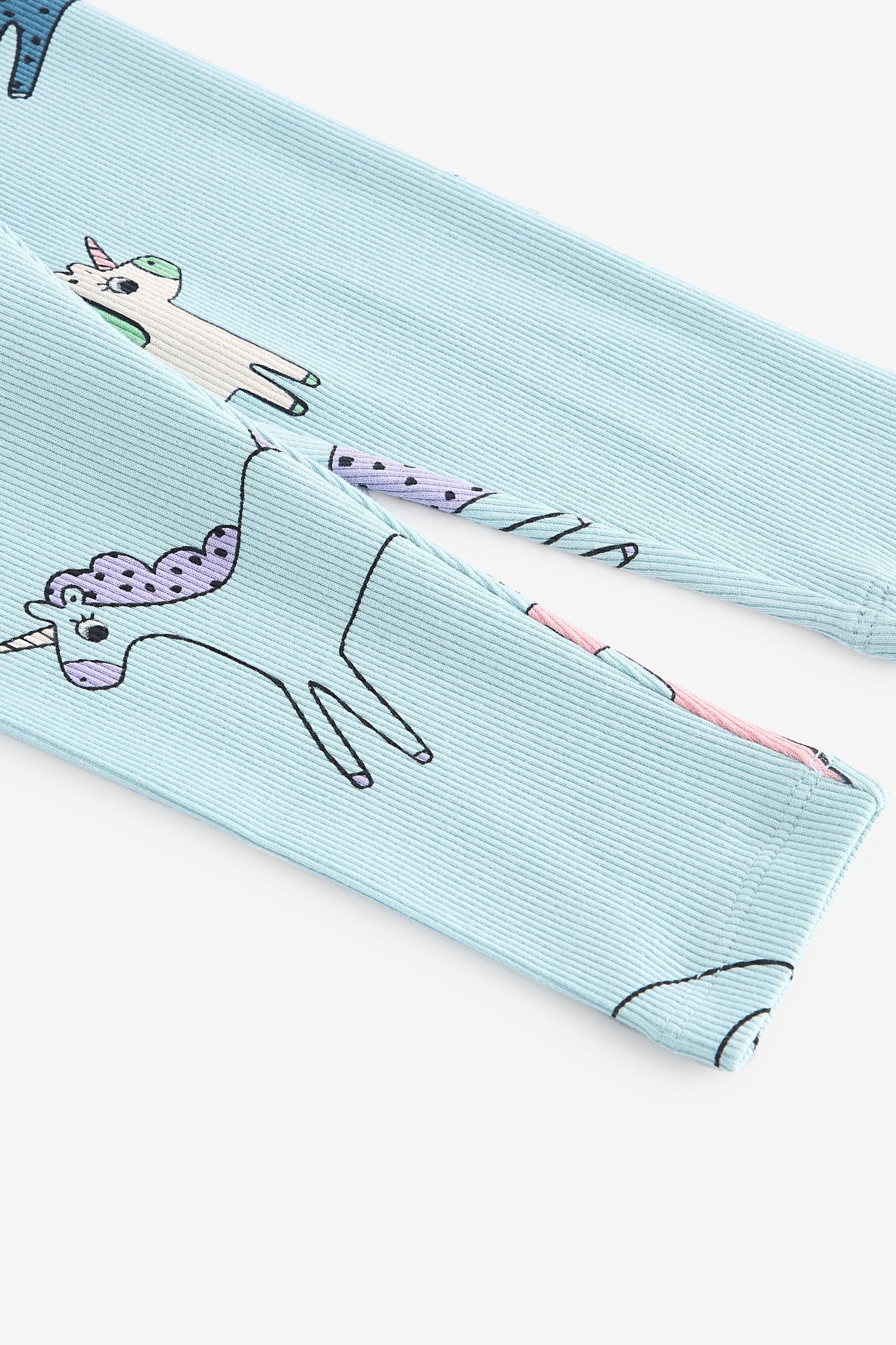 Blue Unicorn Rib Jersey Leggings (3mths-7yrs)