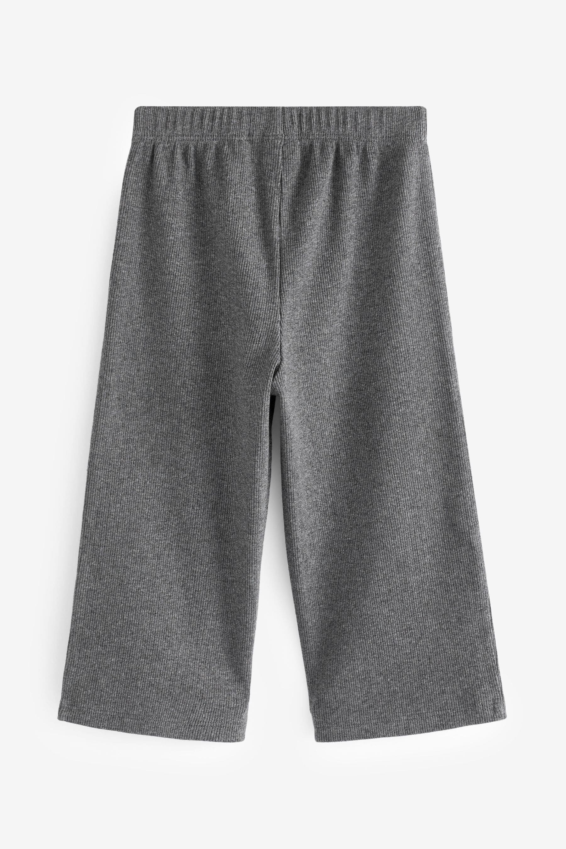 Charcoal Grey Ribbed Wide Leg Trousers (3mths-7yrs)