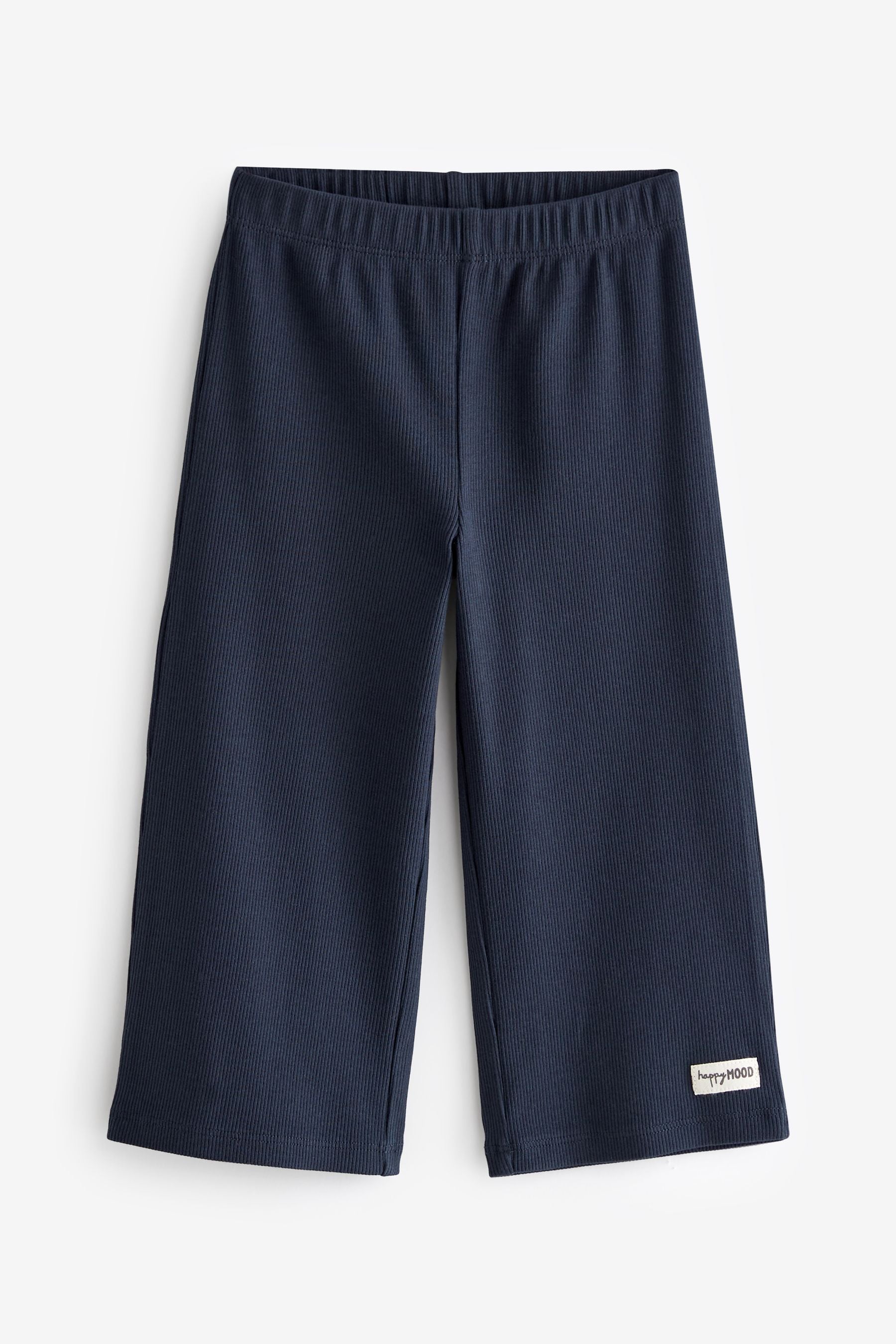 Navy Ribbed Wide Leg Trousers (3mths-7yrs)