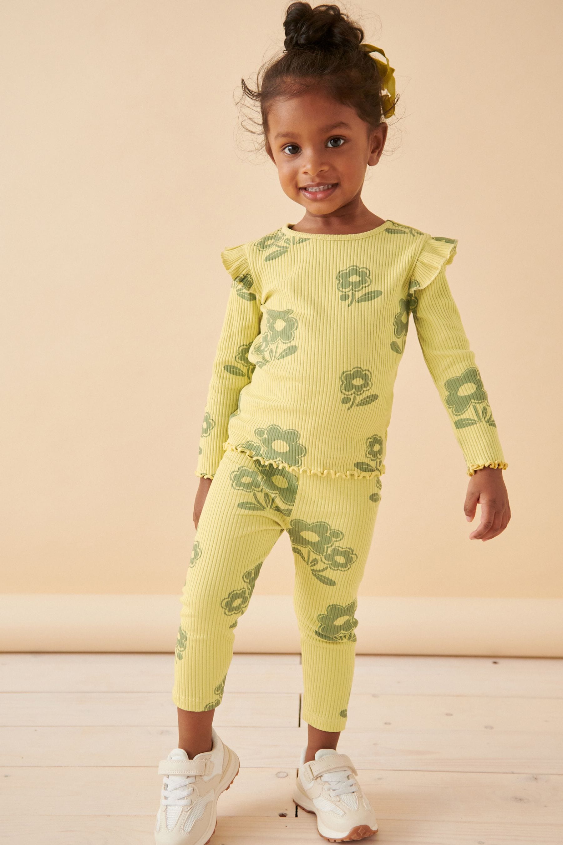 Green Flower Leggings (3mths-7yrs)