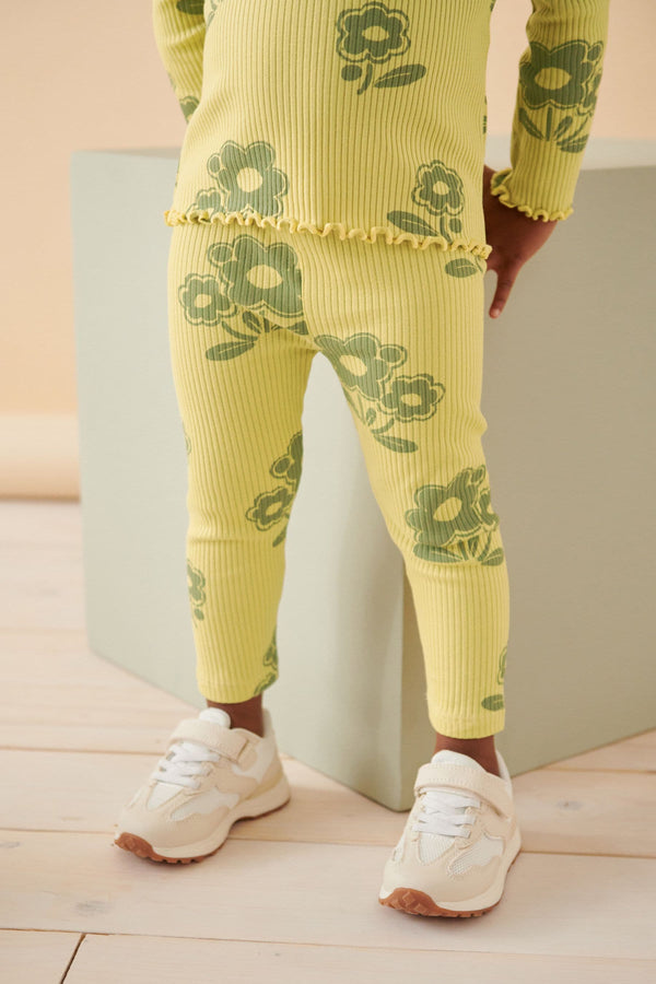 Green Flower Leggings (3mths-7yrs)