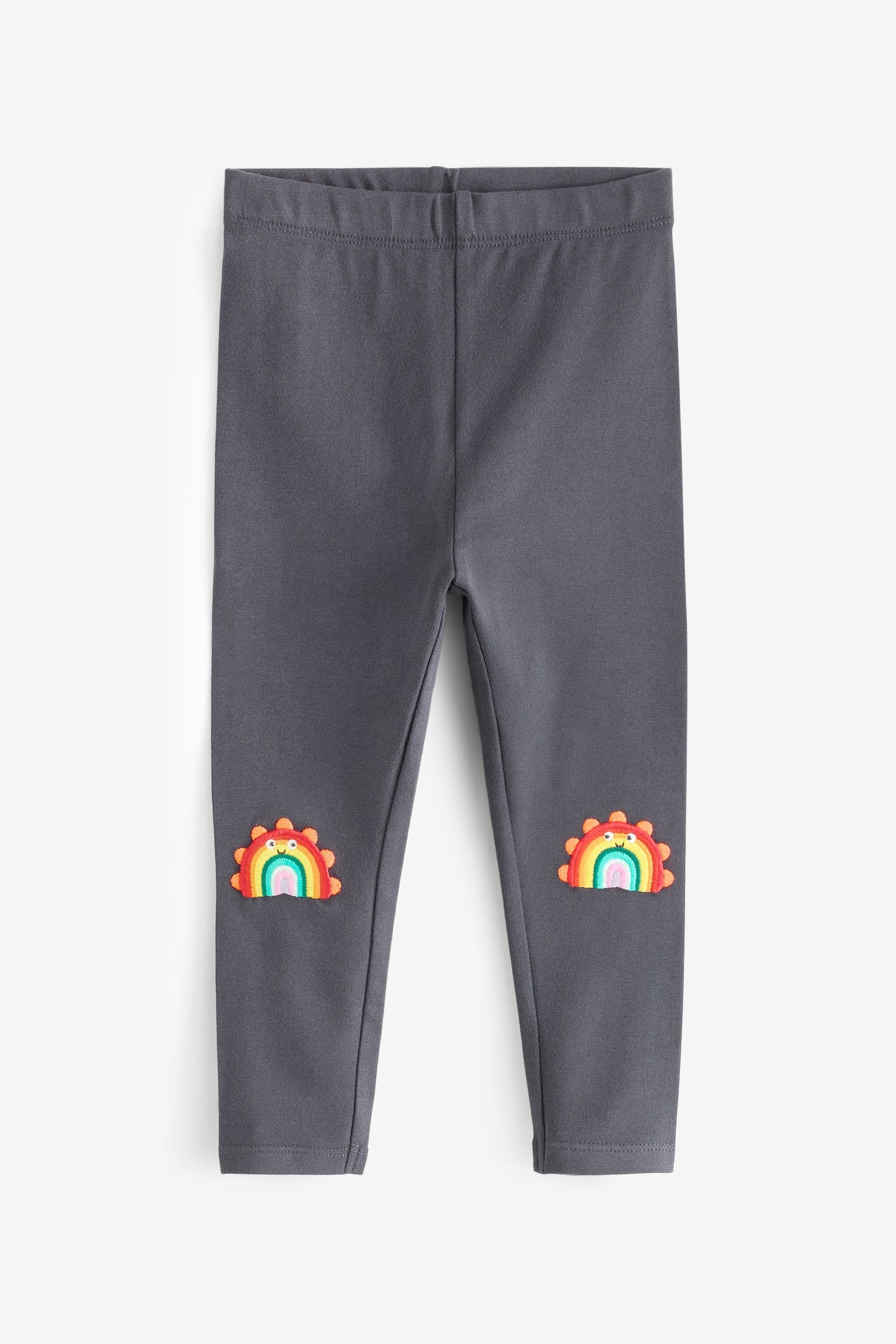 Charcoal Grey Rainbow Embellished Leggings (3mths-7yrs)